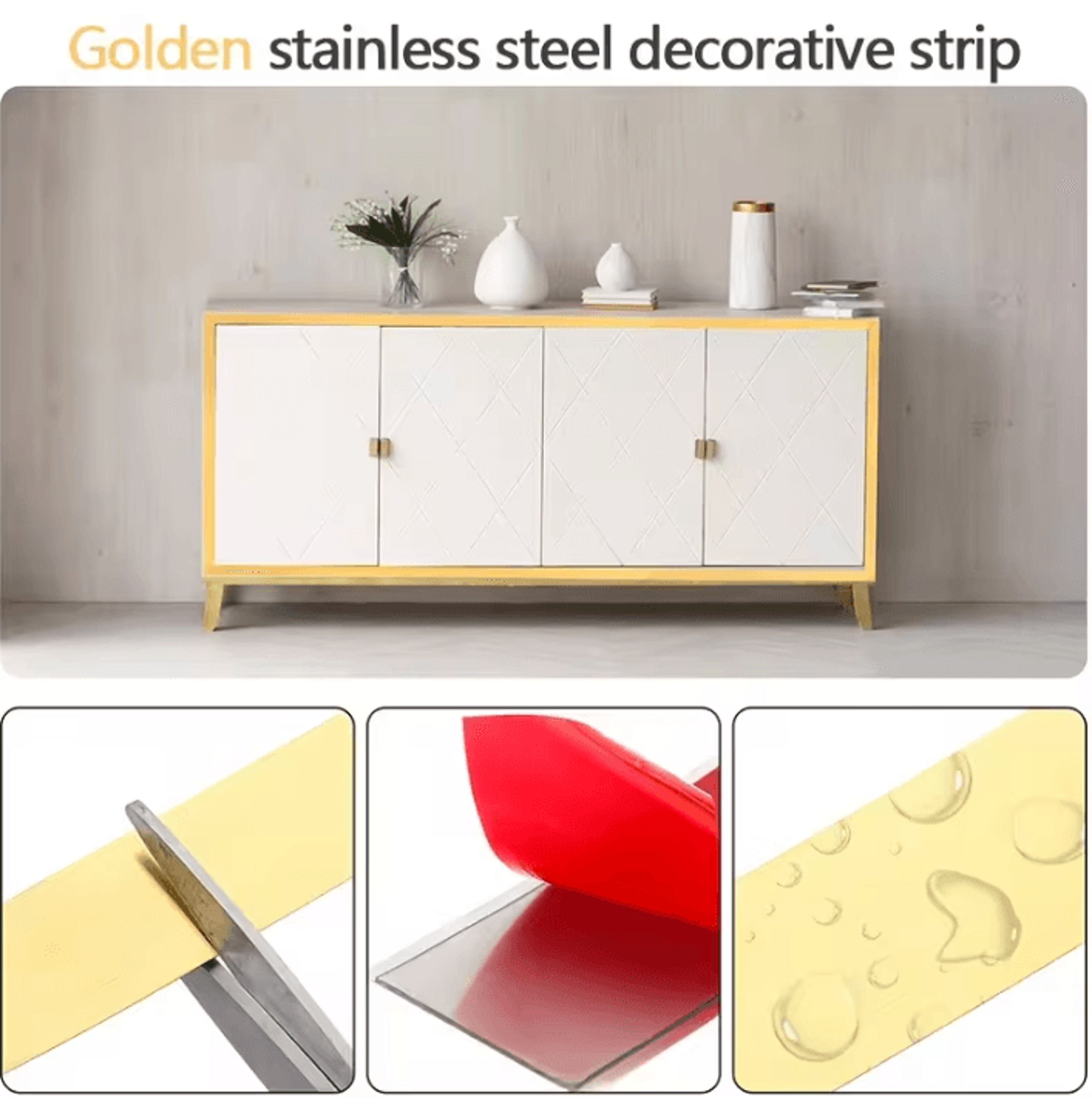 3M Gold Mirror Self Adhesive Stainless Steel Wall Trim 2