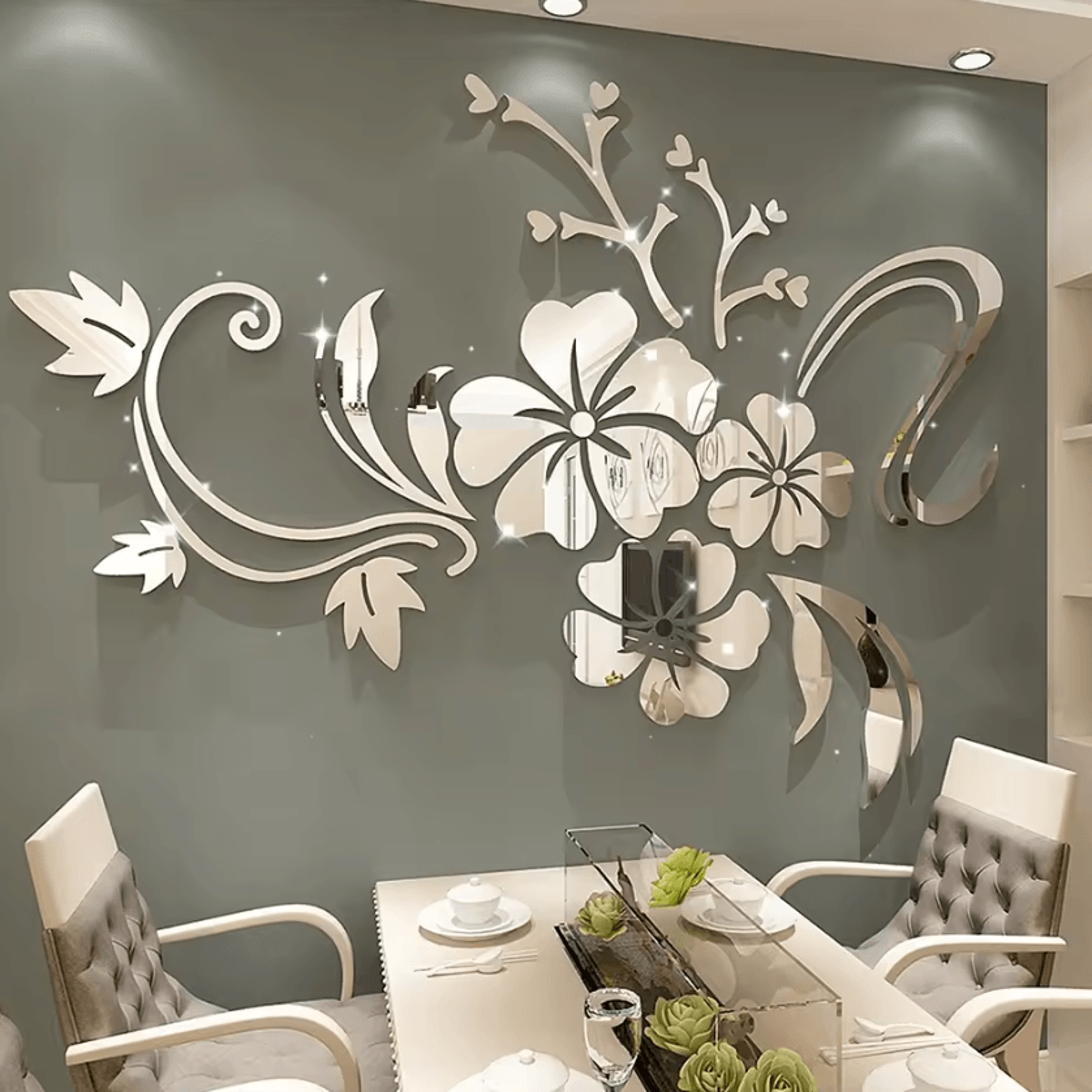 large 3d flower acrylic mirror wall decor