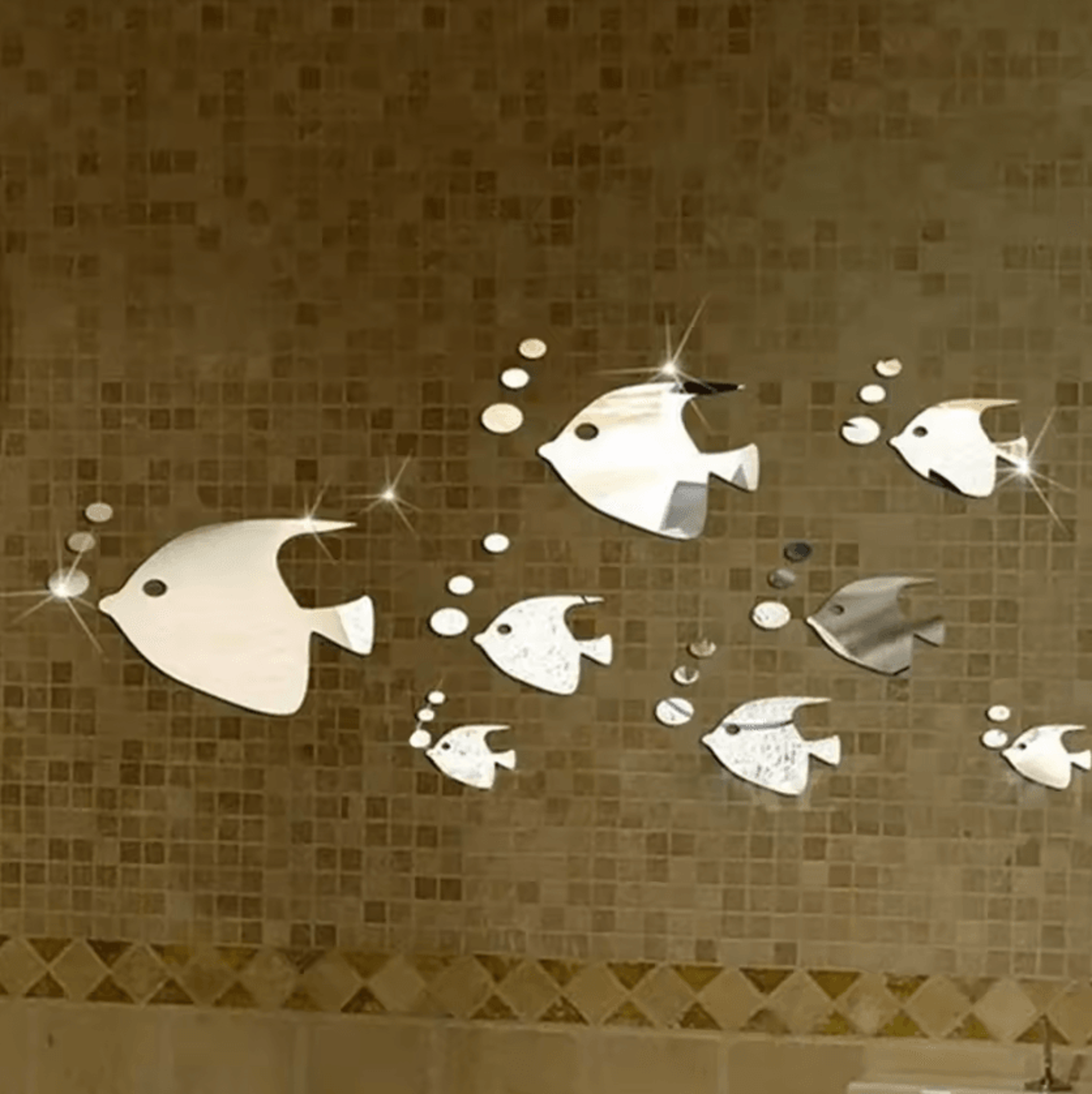 8 piece 3d marine fish acrylic mirror wall stickers