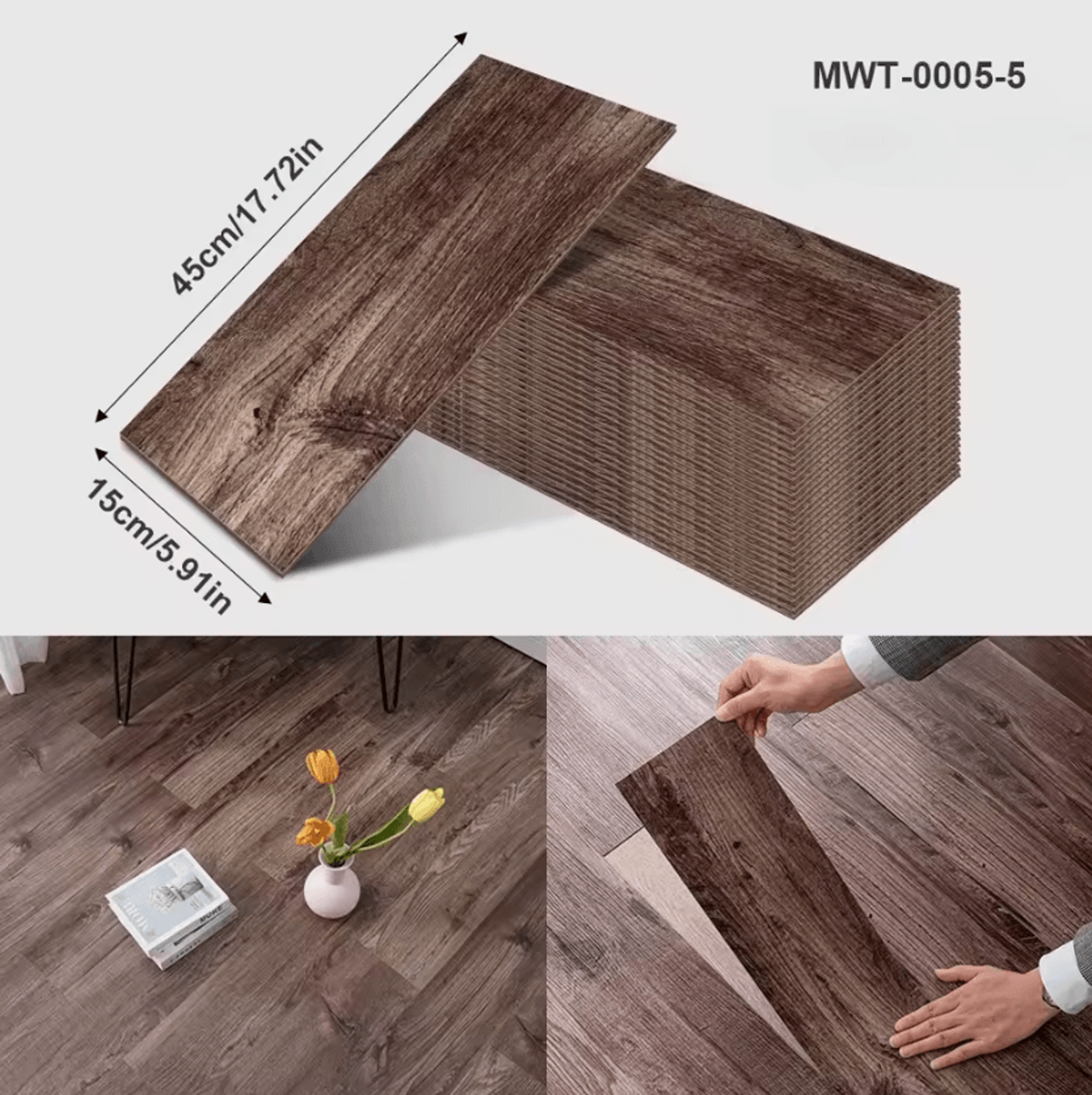 40CM Thickened Wood Grain Peel And Stick Floor Sticker 19