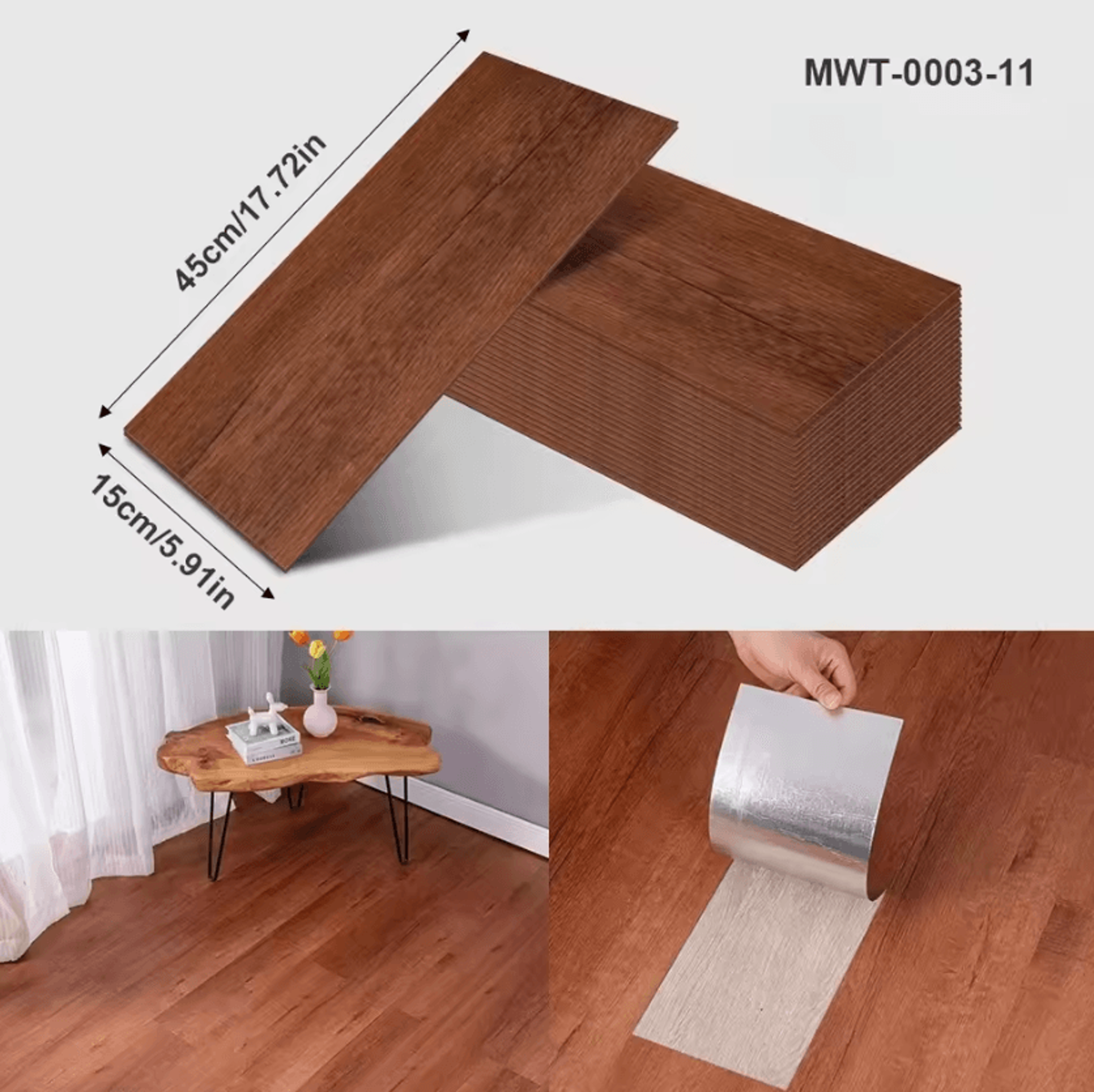 40CM Thickened Wood Grain Peel And Stick Floor Sticker 14