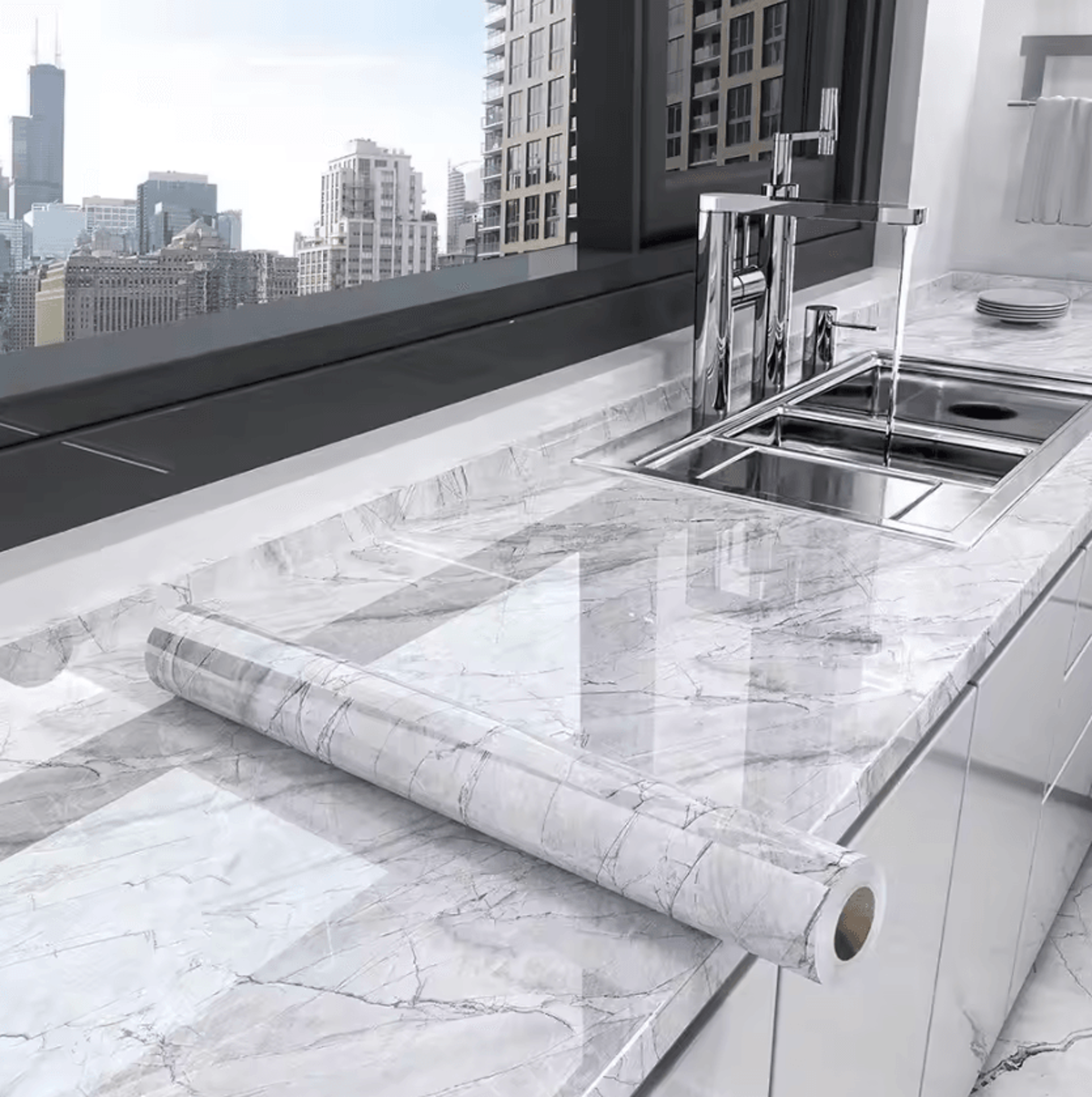 55CM Marble Peel And Stick Waterproof Wallpaper 7