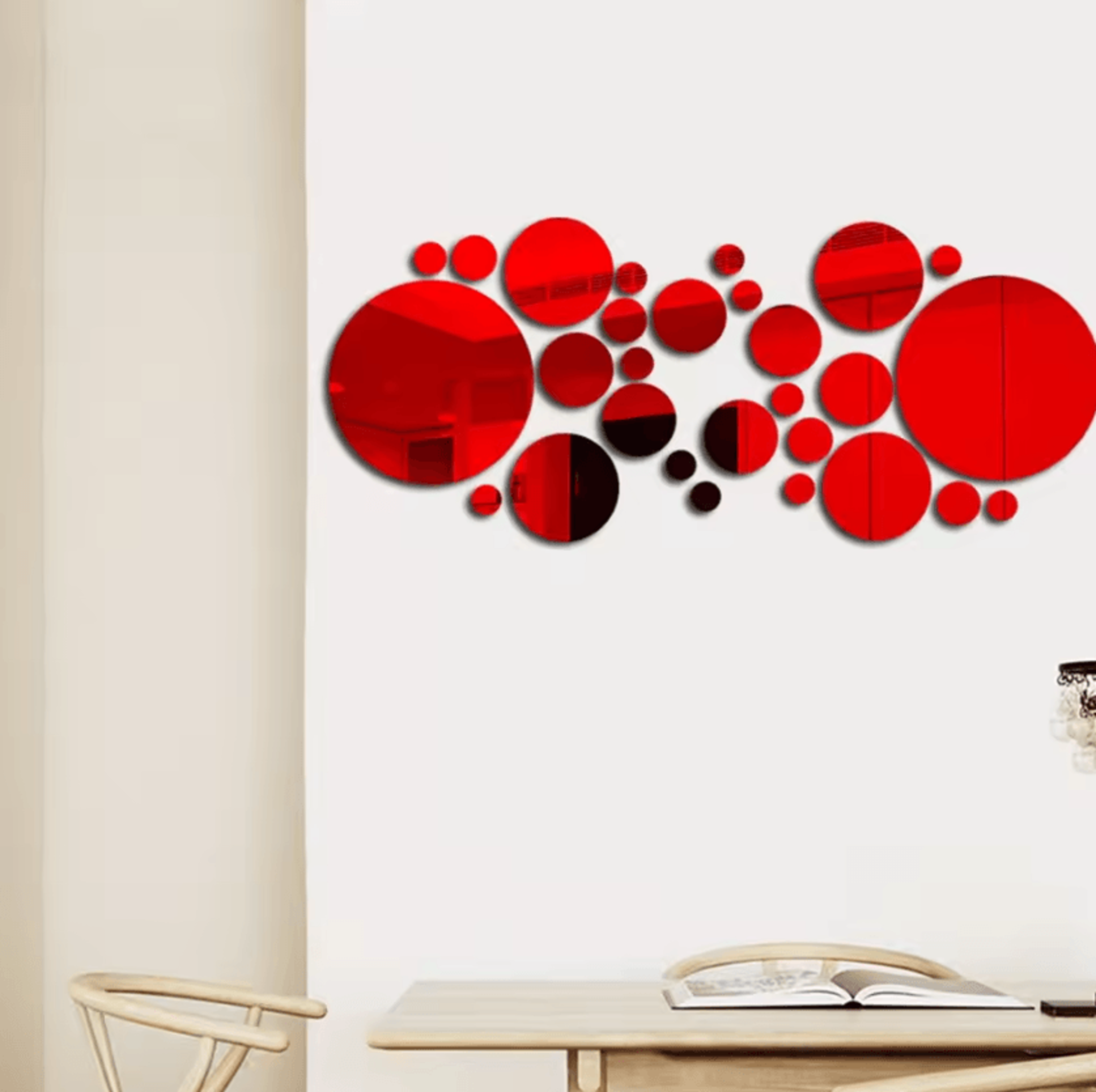 26 Piece Round Acrylic Mirror Wall Sticker Set 6