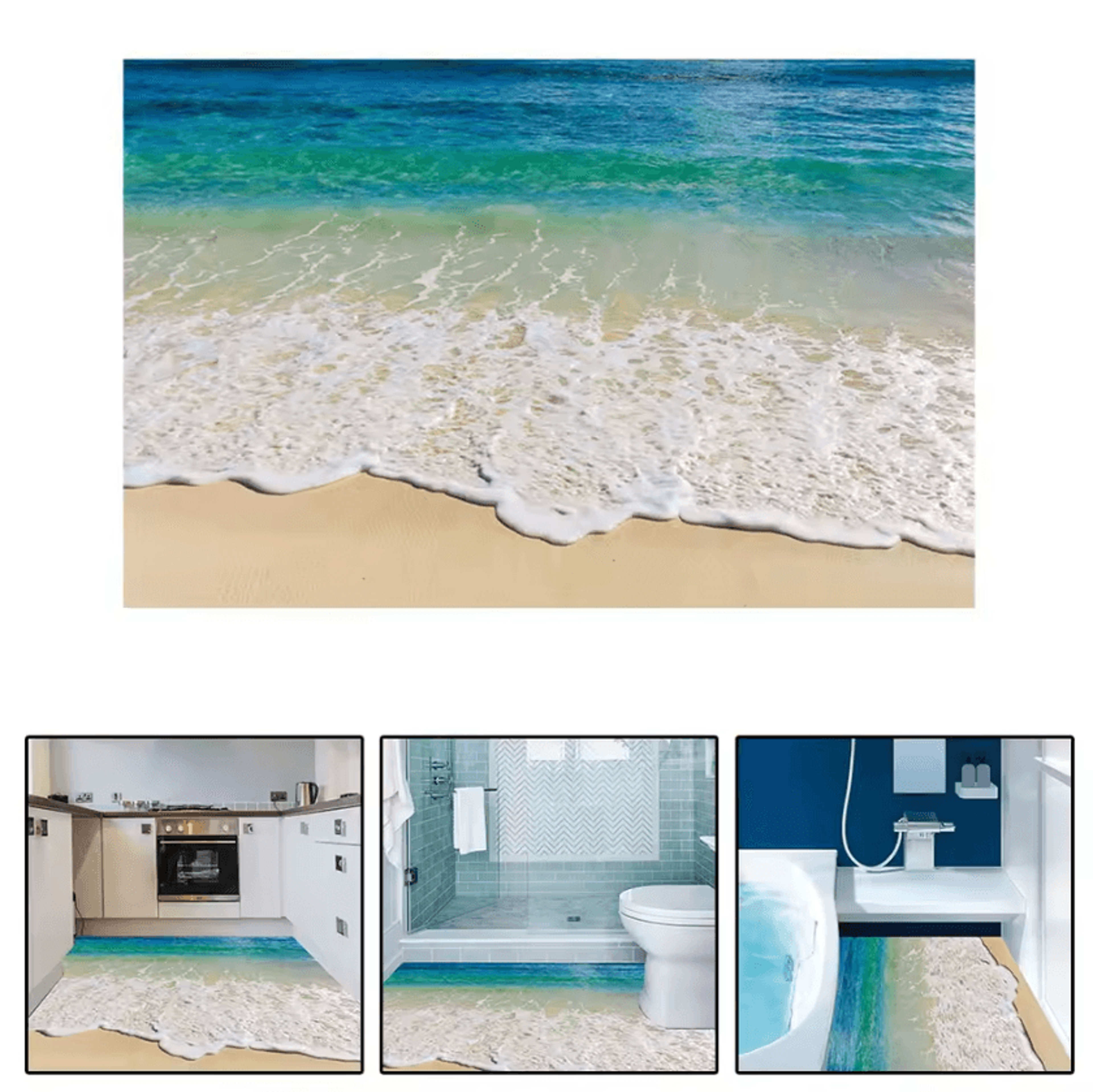 3D Beach Ocean Peel And Stick Floor Sticker 2