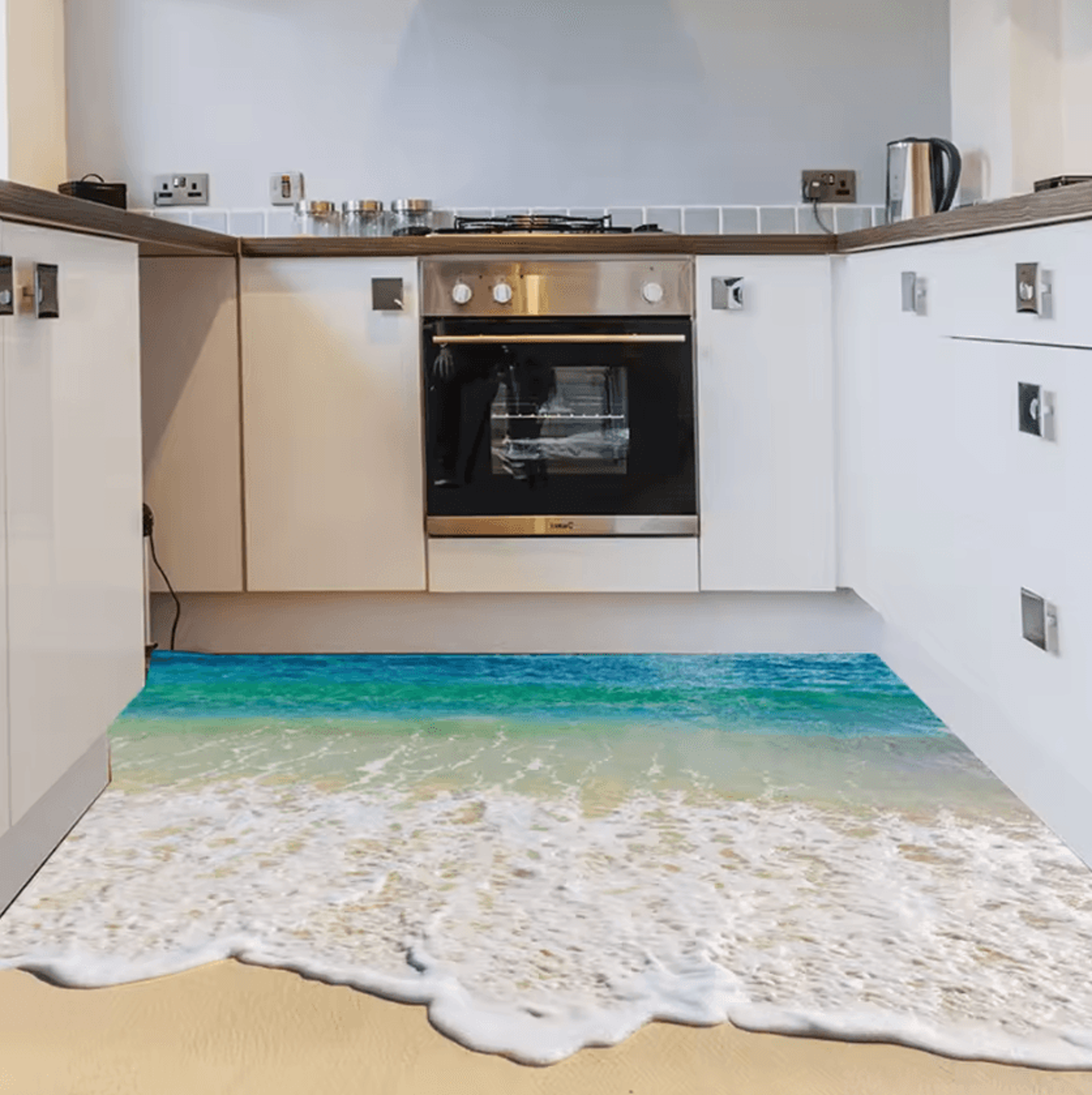 3D Beach Ocean Peel And Stick Floor Sticker 3