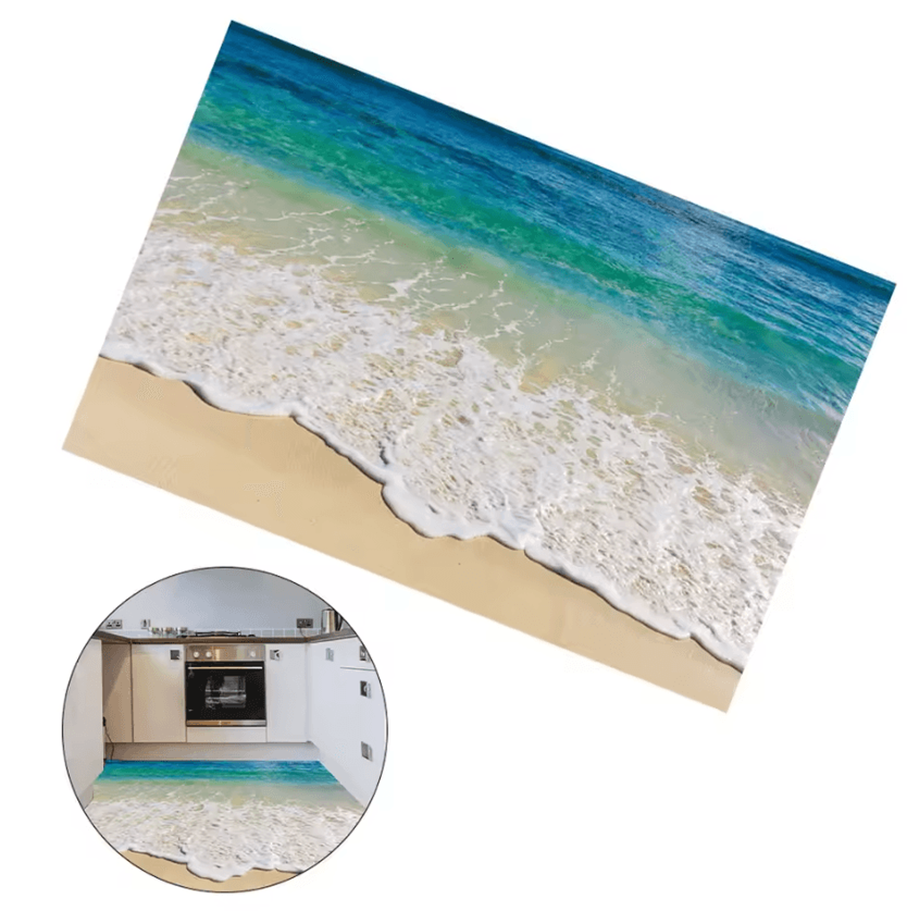 3D Beach Ocean Peel And Stick Floor Sticker 4