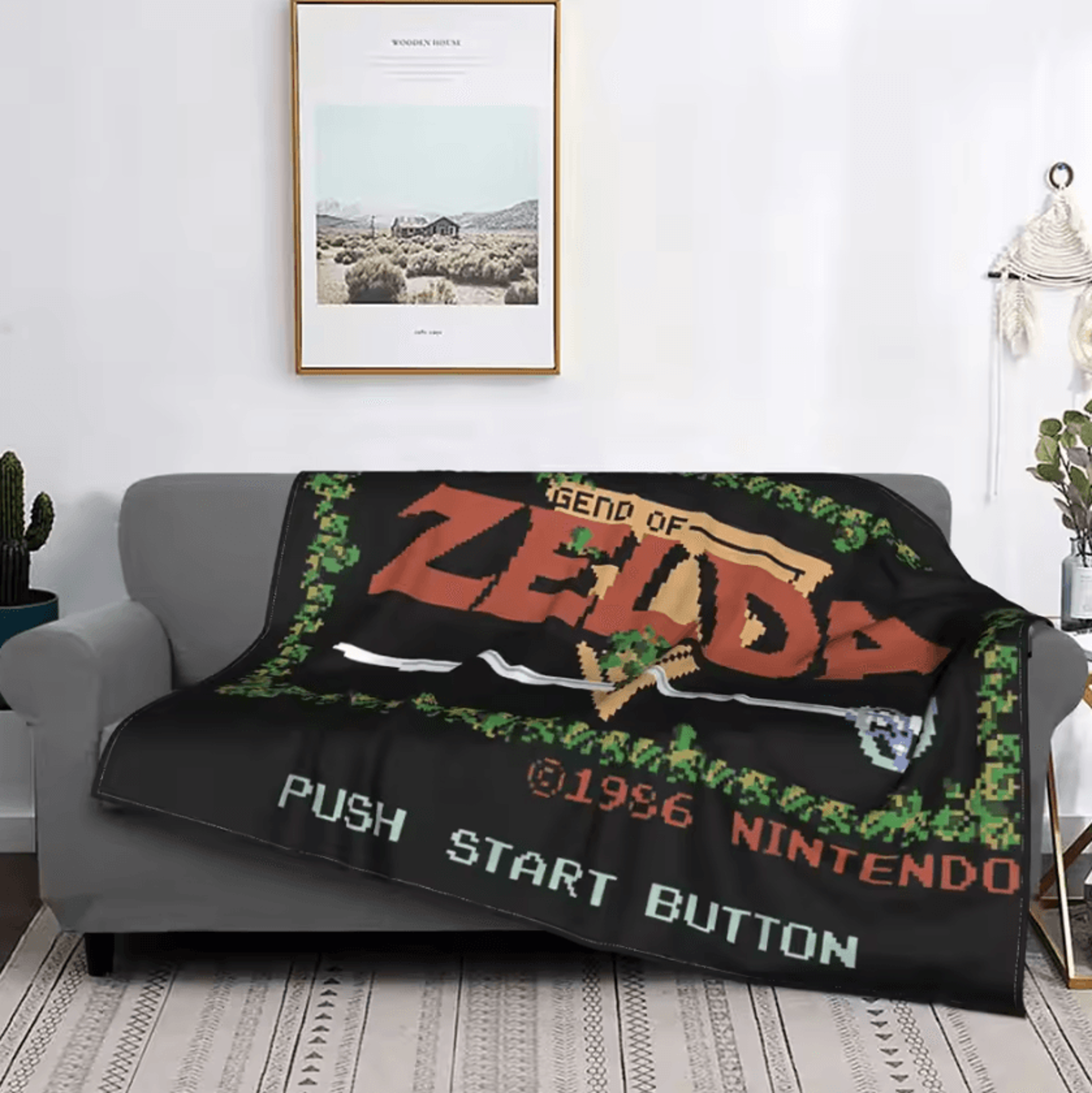 retro zelda nes flannel throw blanket for gaming and lounging