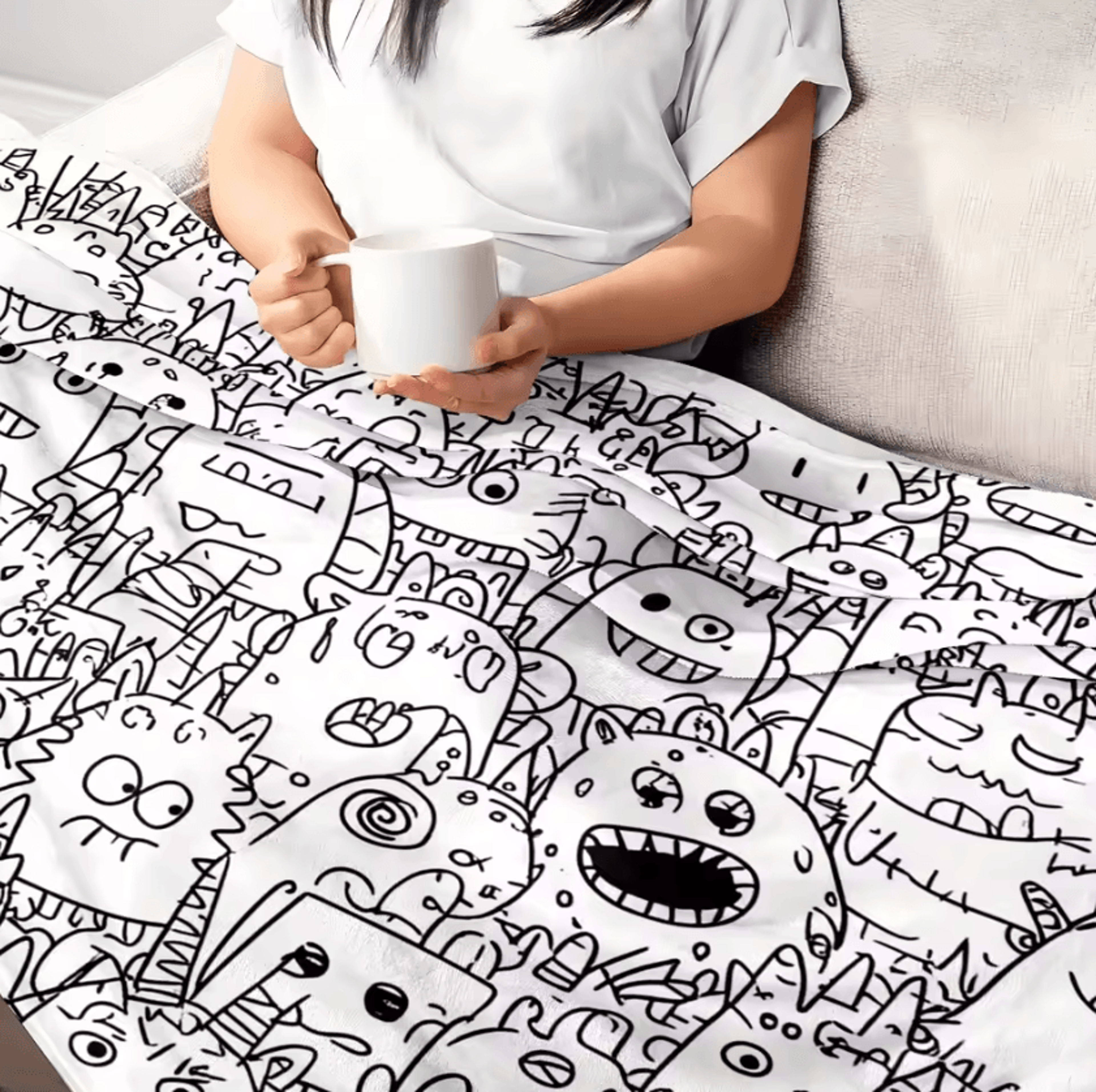 Cartoon Monsters Flannel Throw Blanket 4