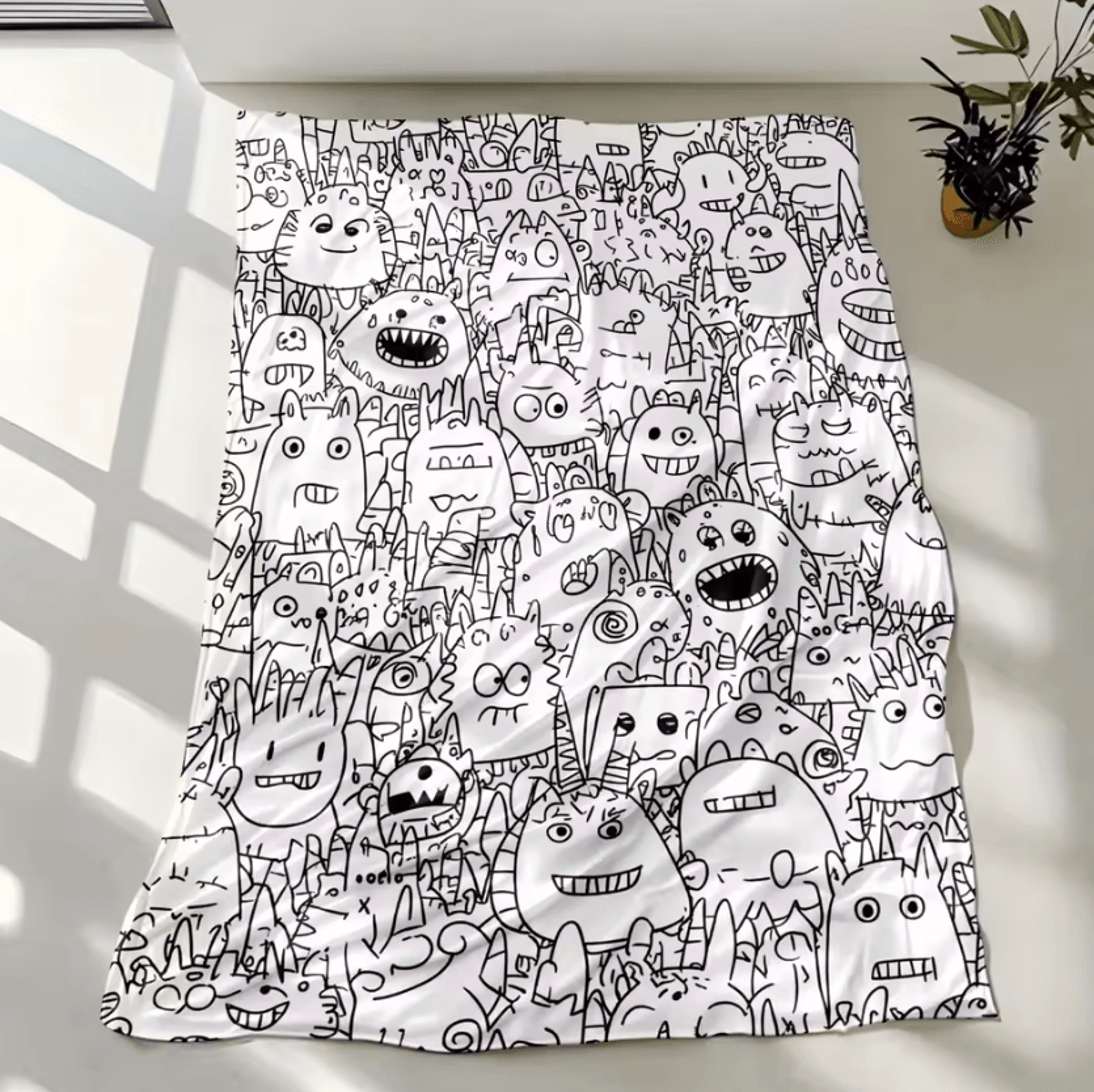 Cartoon Monsters Flannel Throw Blanket 5