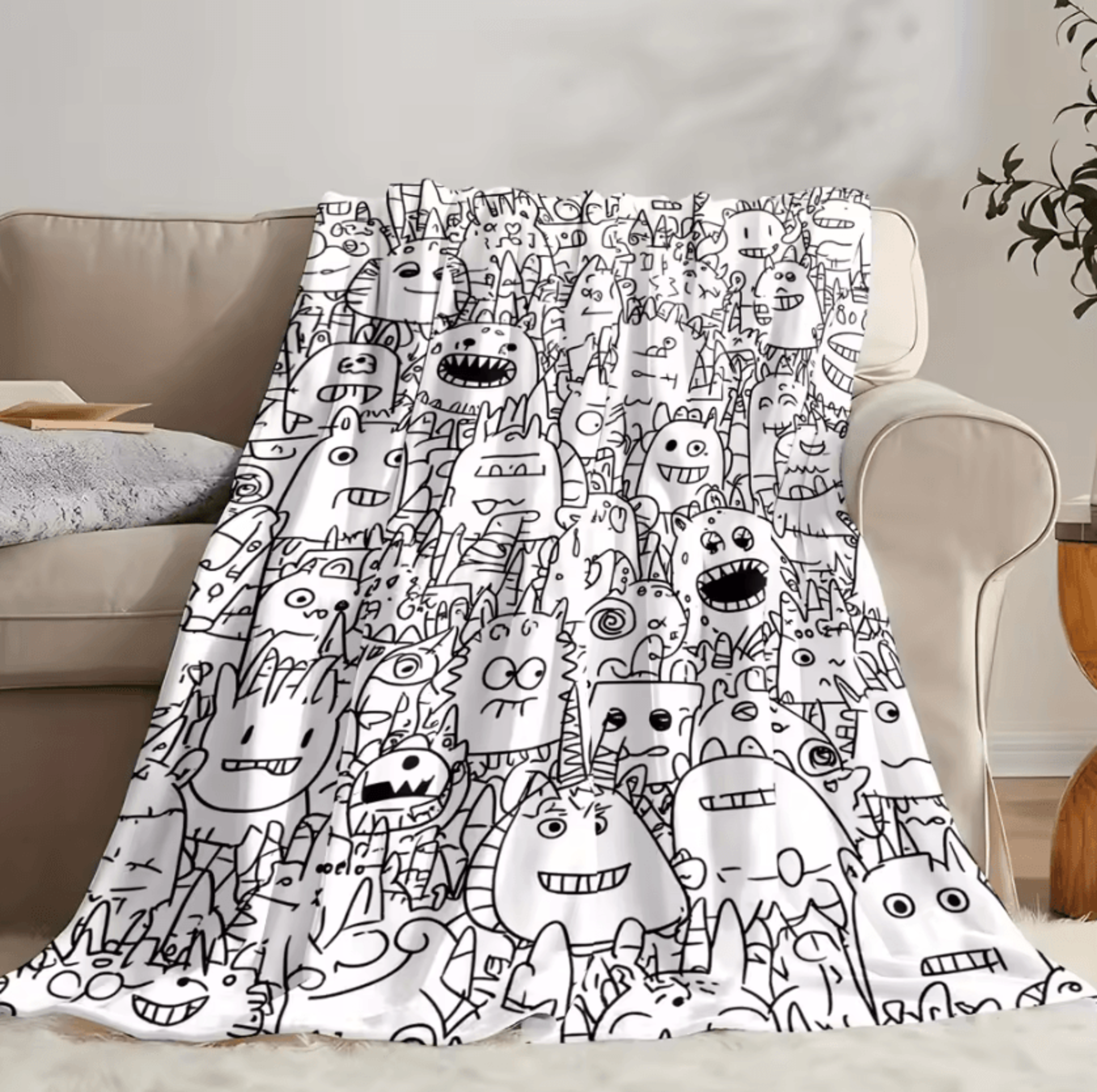 Cartoon Monsters Flannel Throw Blanket 2
