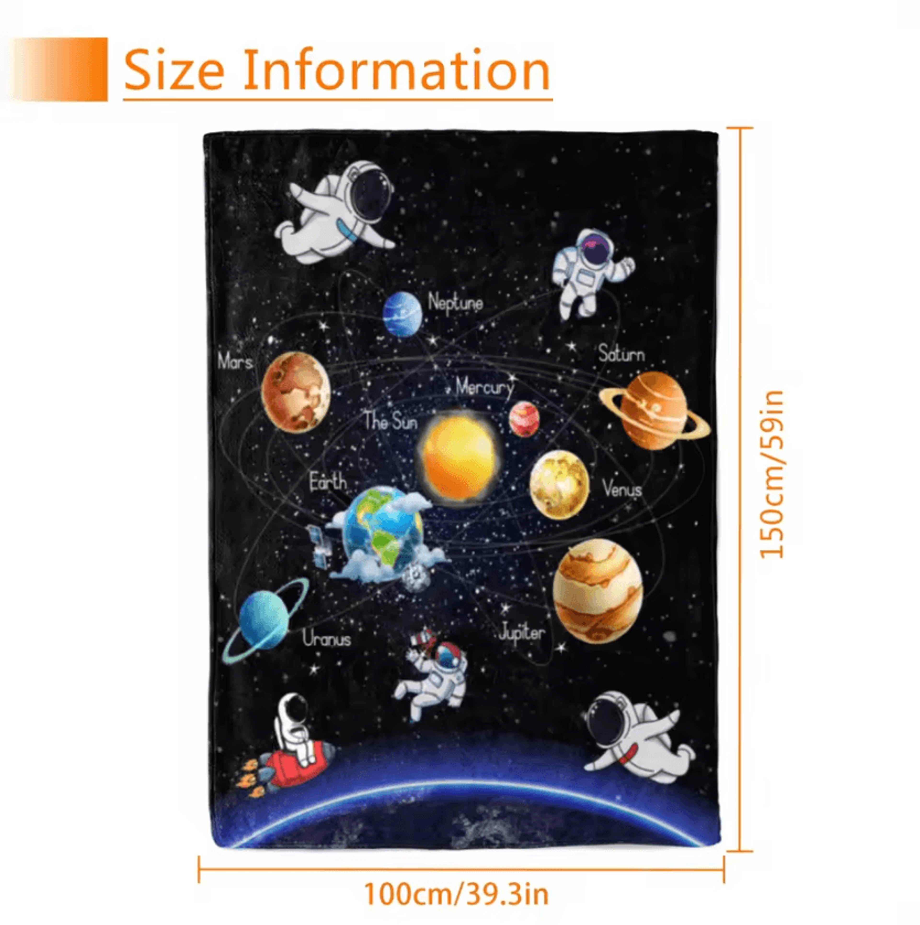 Astronaut Planet Flannel Throw Blanket 3