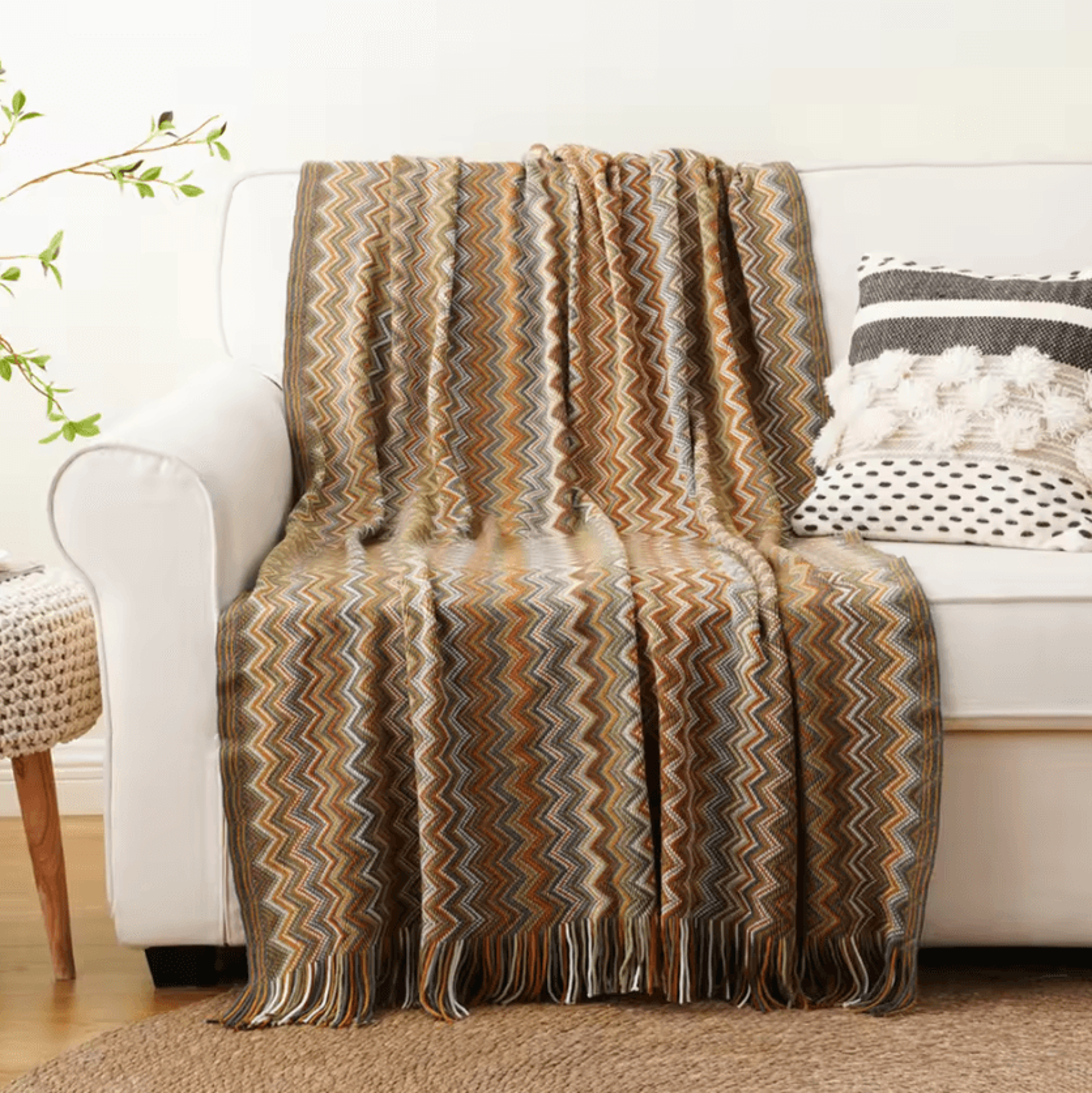 Battilo Boho Knitted Throw Blanket With Tassels 5