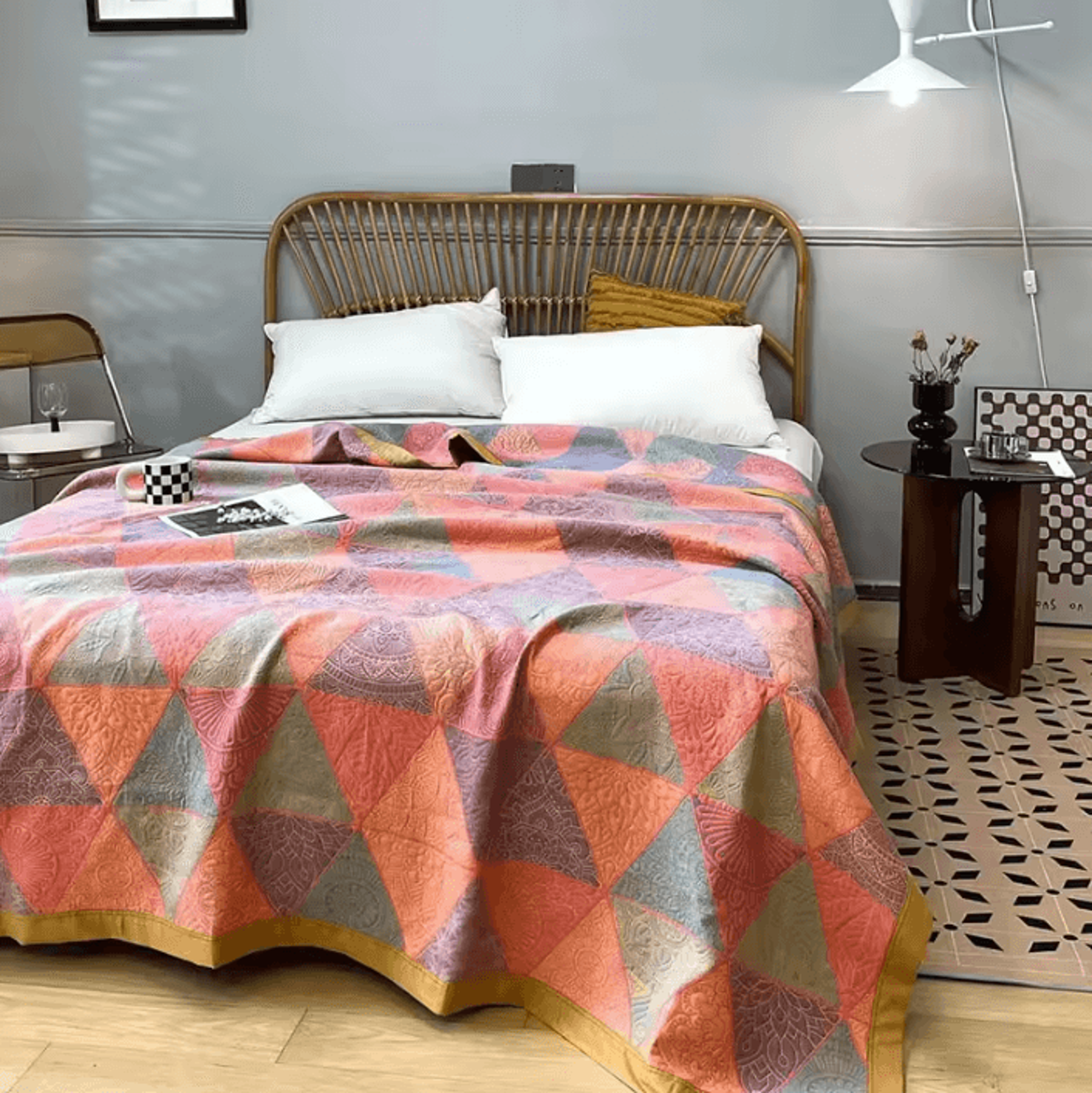 Ethnic Jacquard Cotton Gauze Bedspread Blanket 13