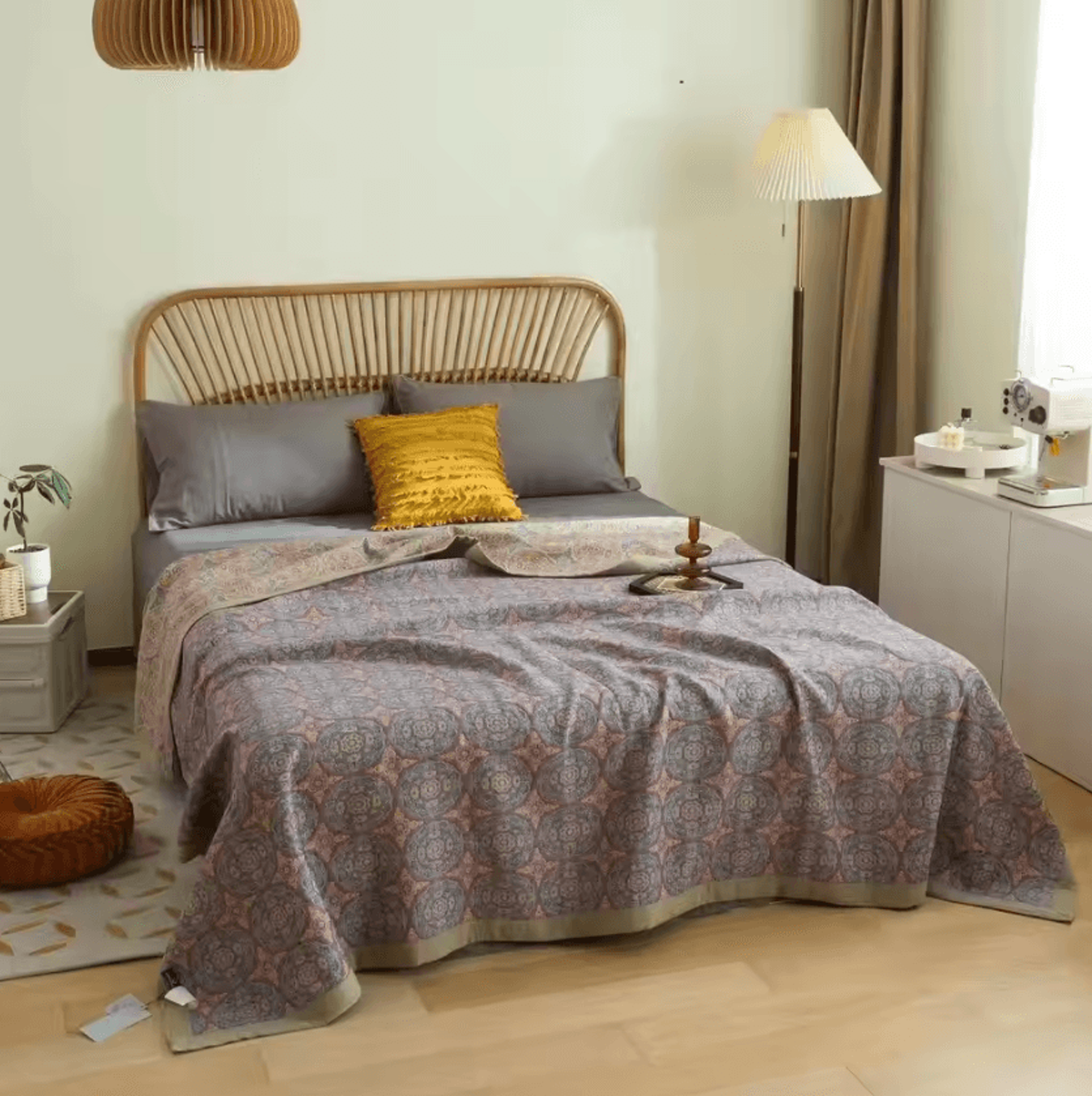 Ethnic Jacquard Cotton Gauze Bedspread Blanket 6