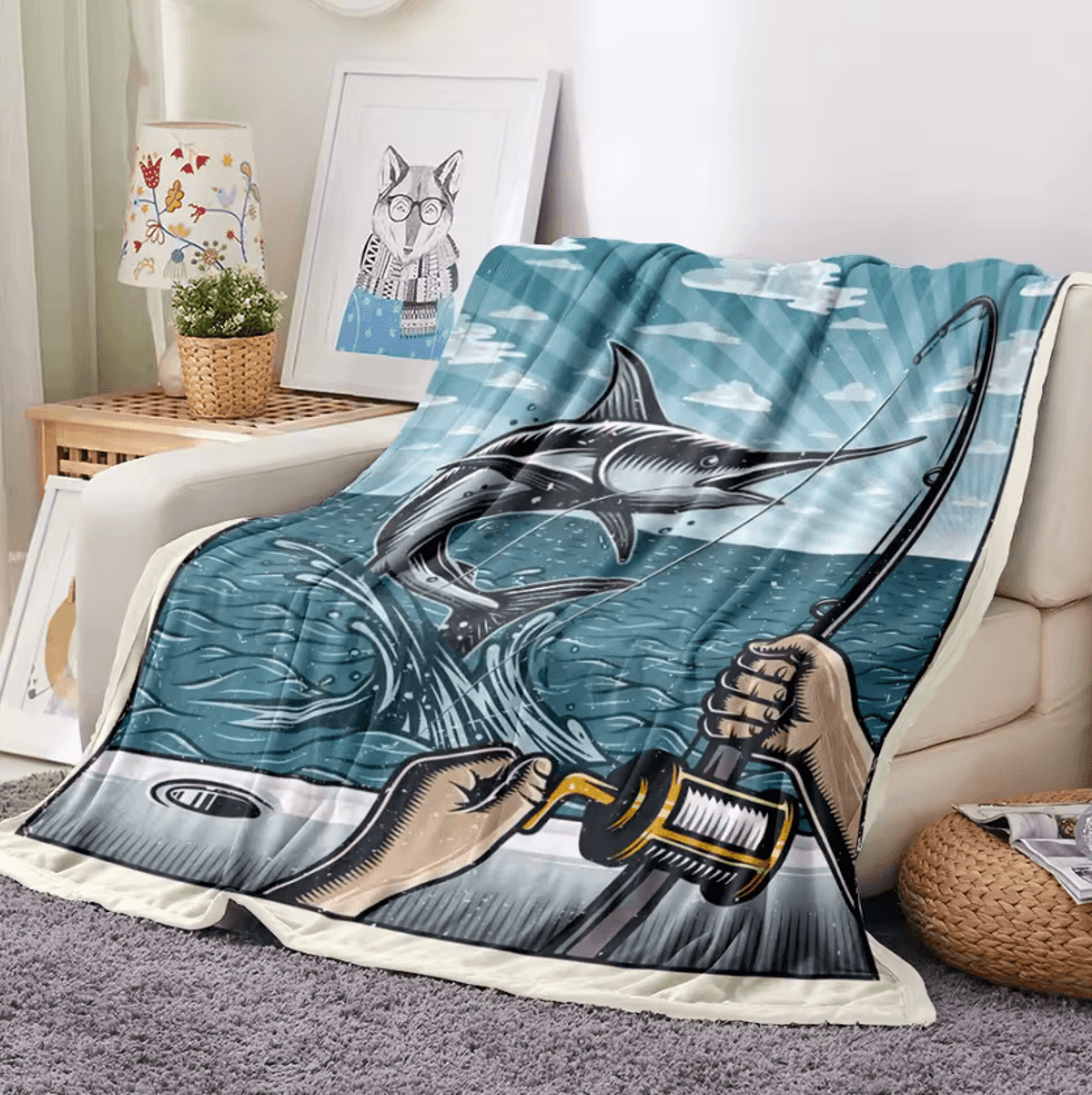 American Retro Landscape Flannel Throw Blanket 4