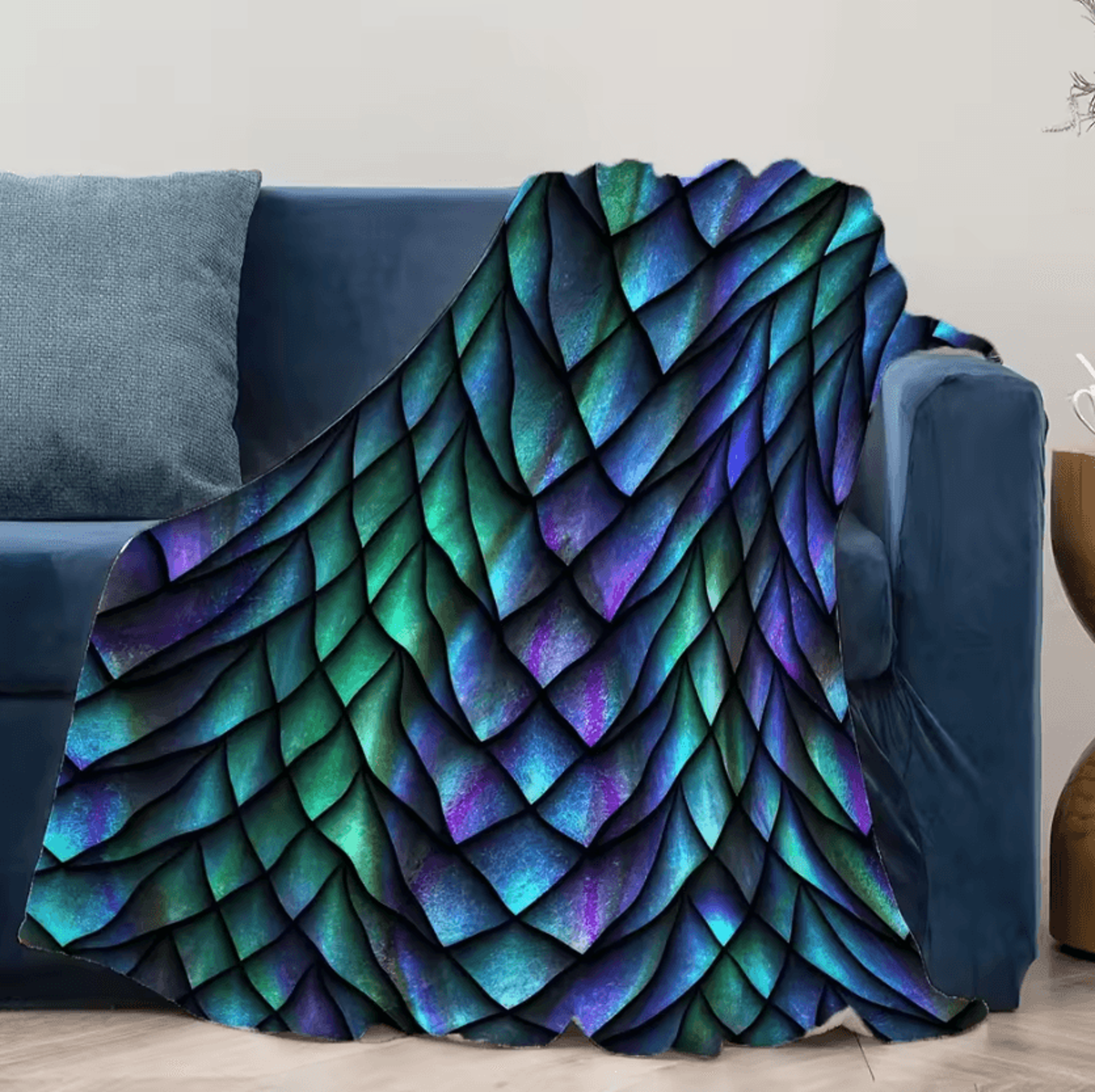 Dragon Scale Printed Flannel Fleece Throw Blanket 1
