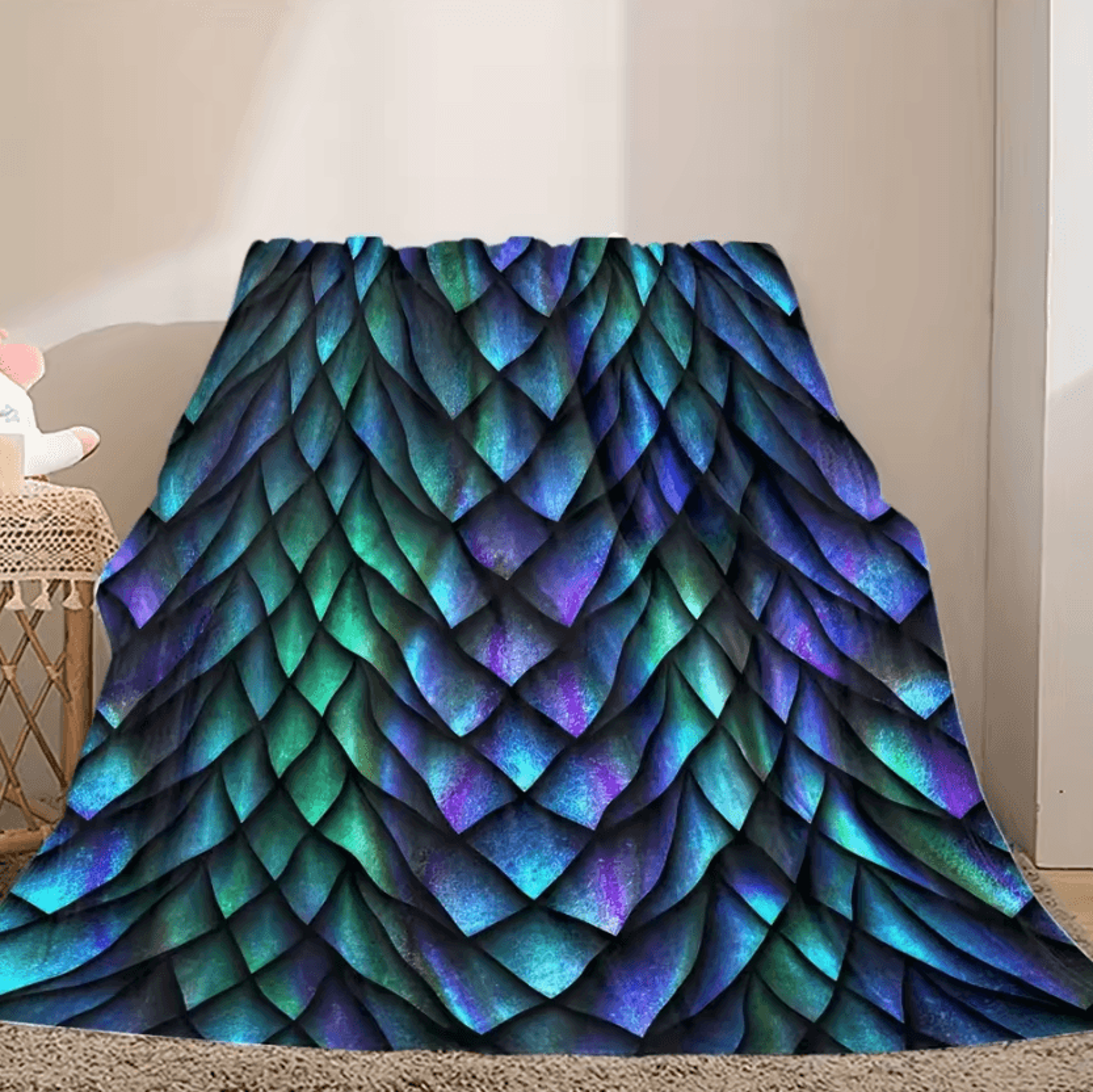 Dragon Scale Printed Flannel Fleece Throw Blanket 2