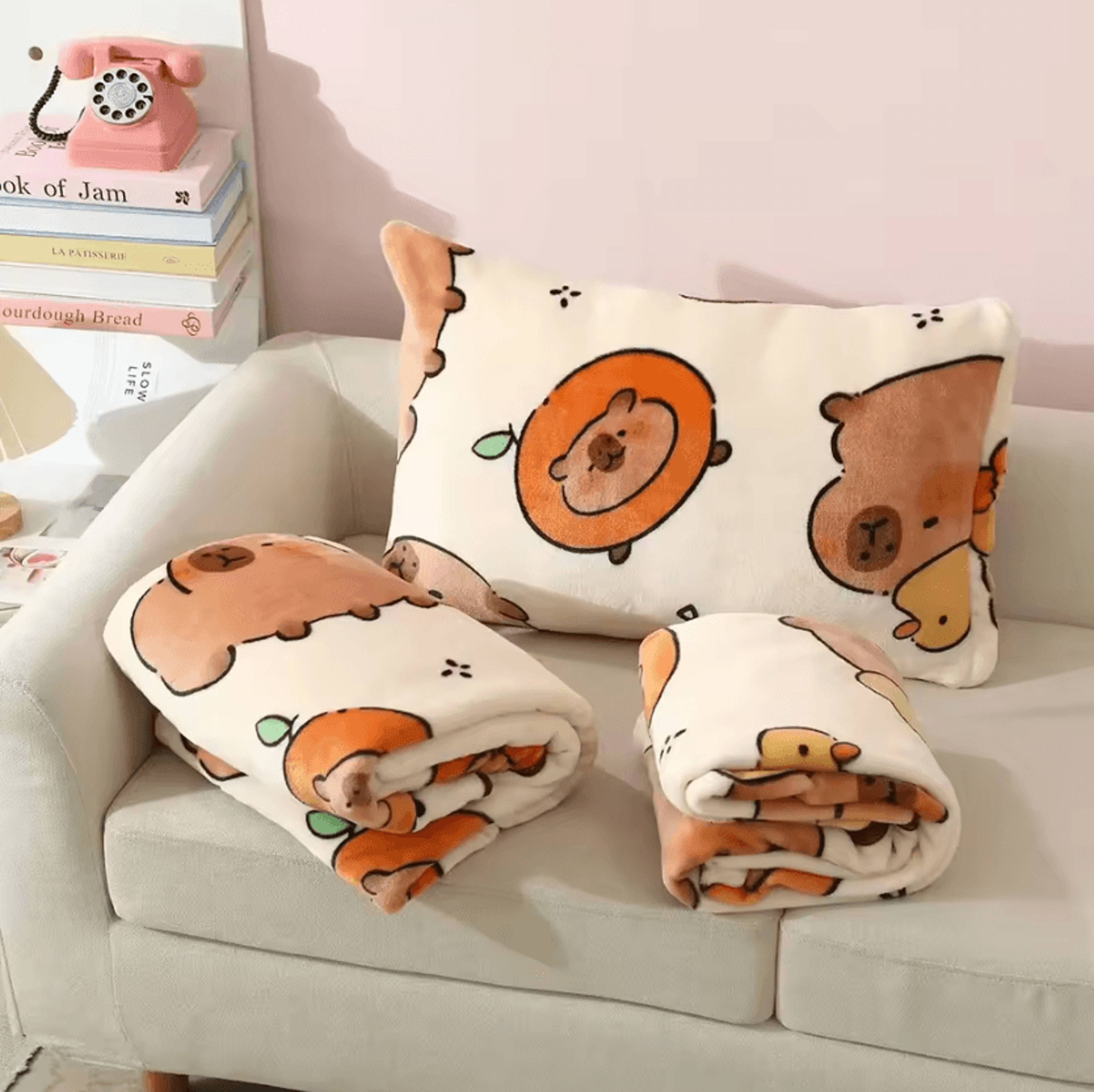 Cute Capybara Flannel Throw Blanket 1