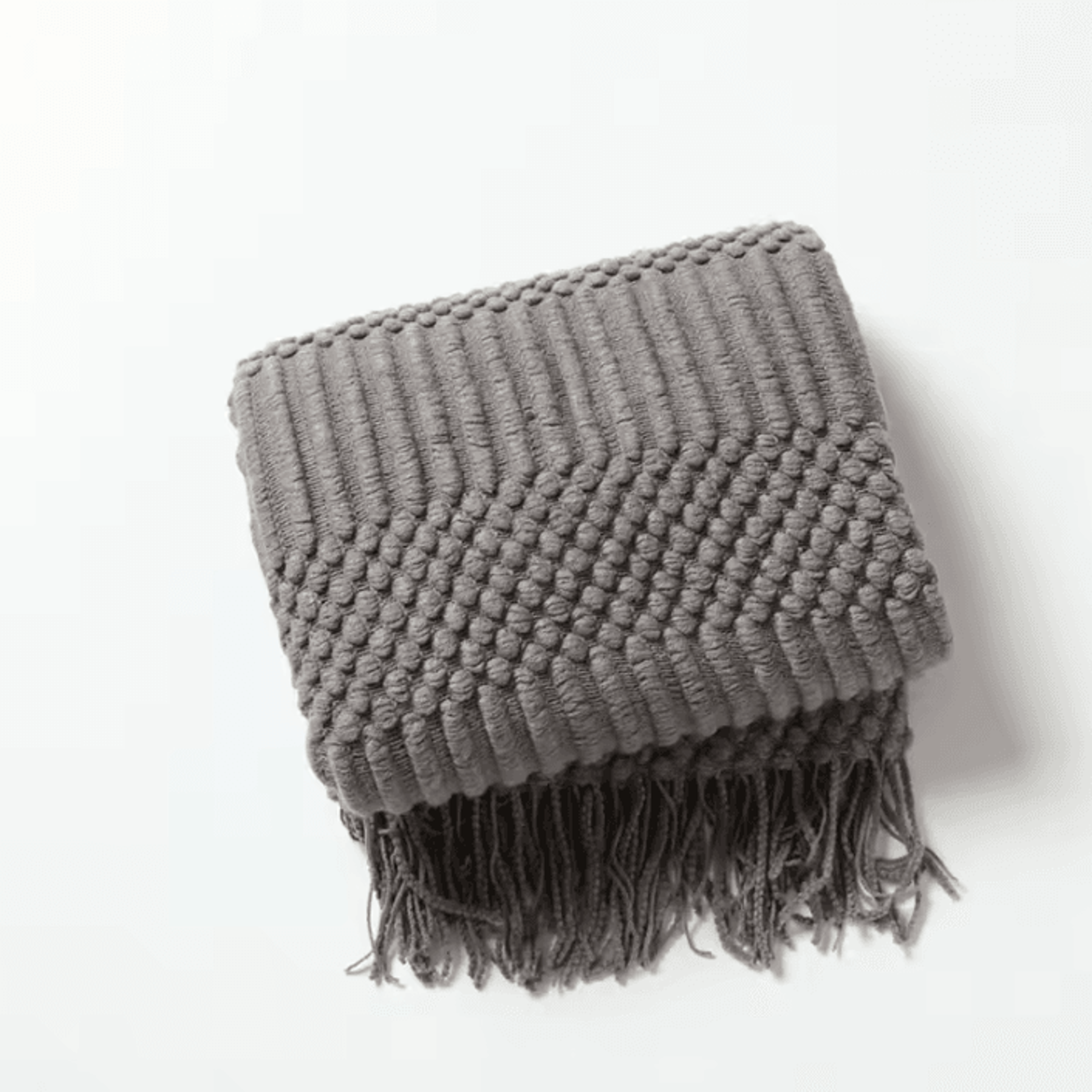 Rust Red Boho Knitted Tassel Throw Blanket 1