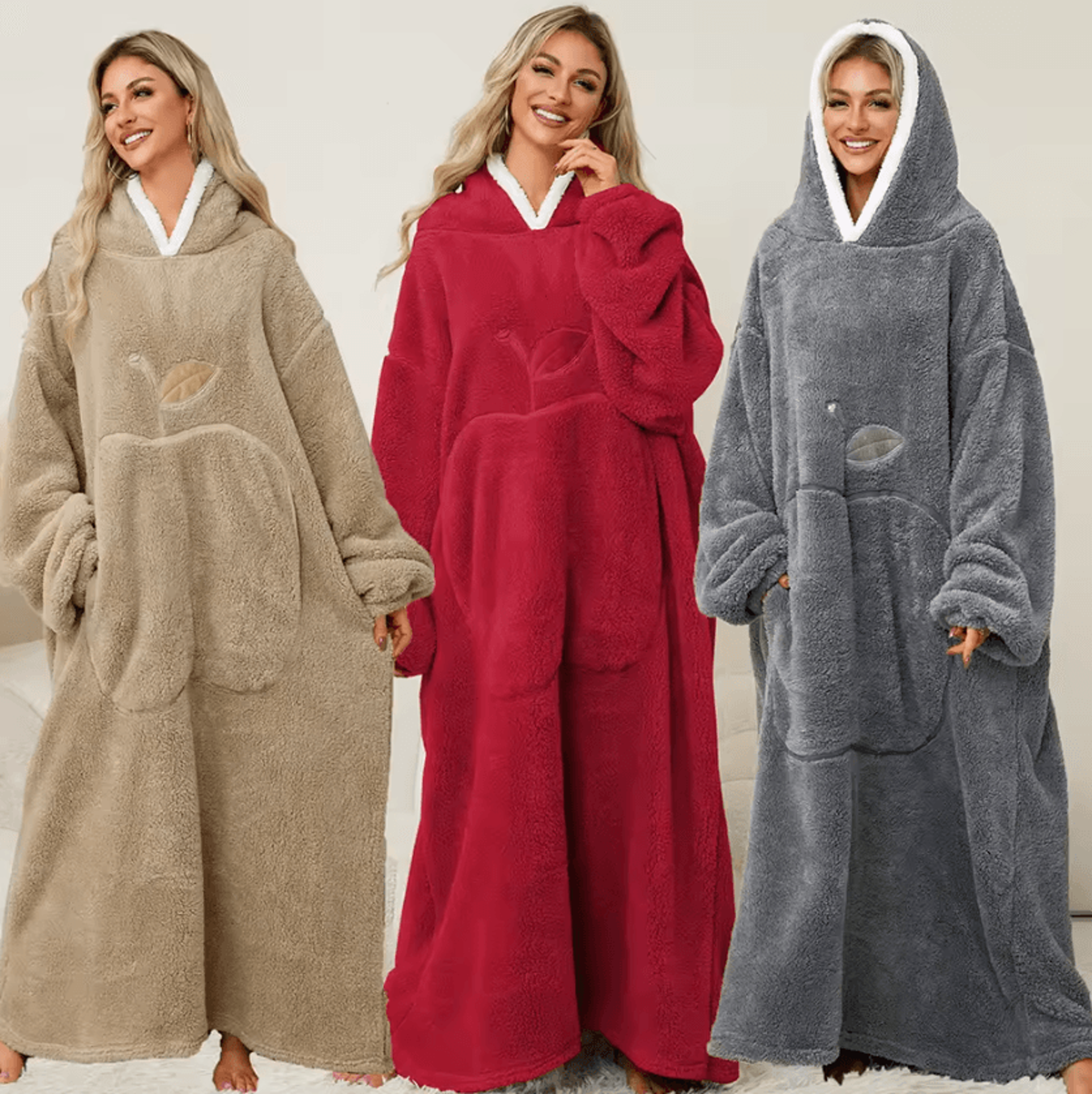 extra long oversized fleece wearable blanket hoodie