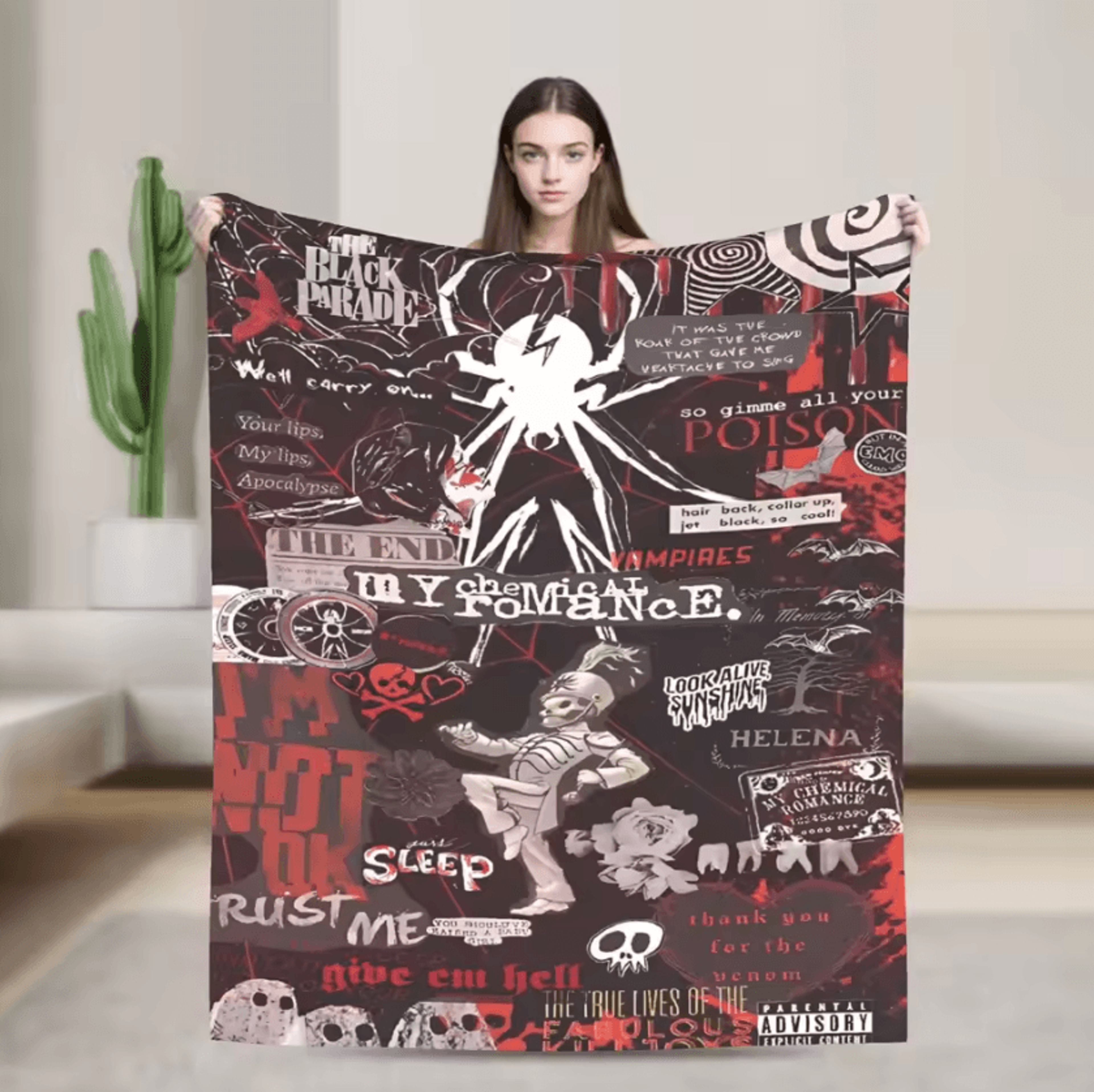 my chemical romance rock band flannel throw blanket