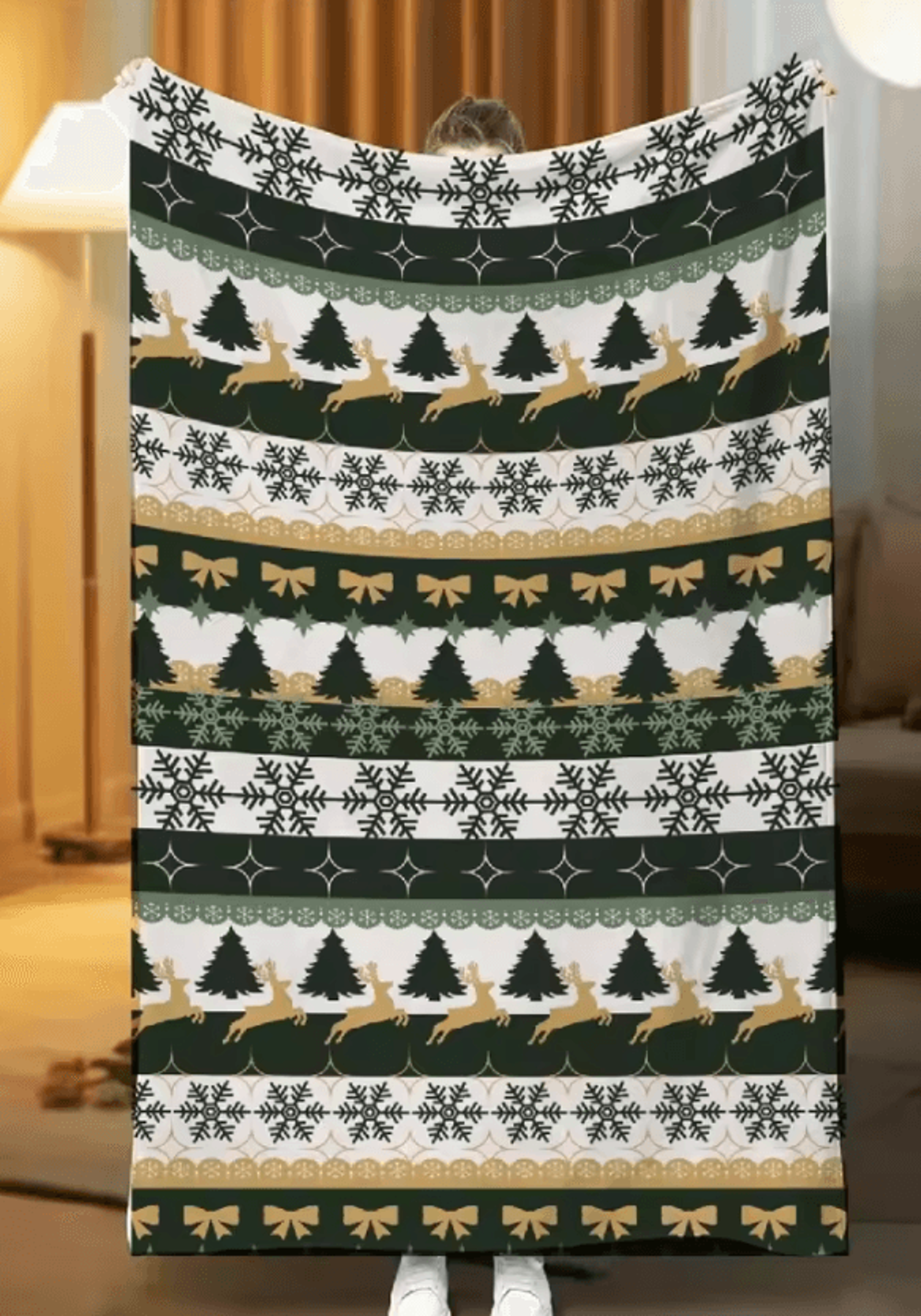 Red Sherpa Christmas Flannel Throw Blanket 8