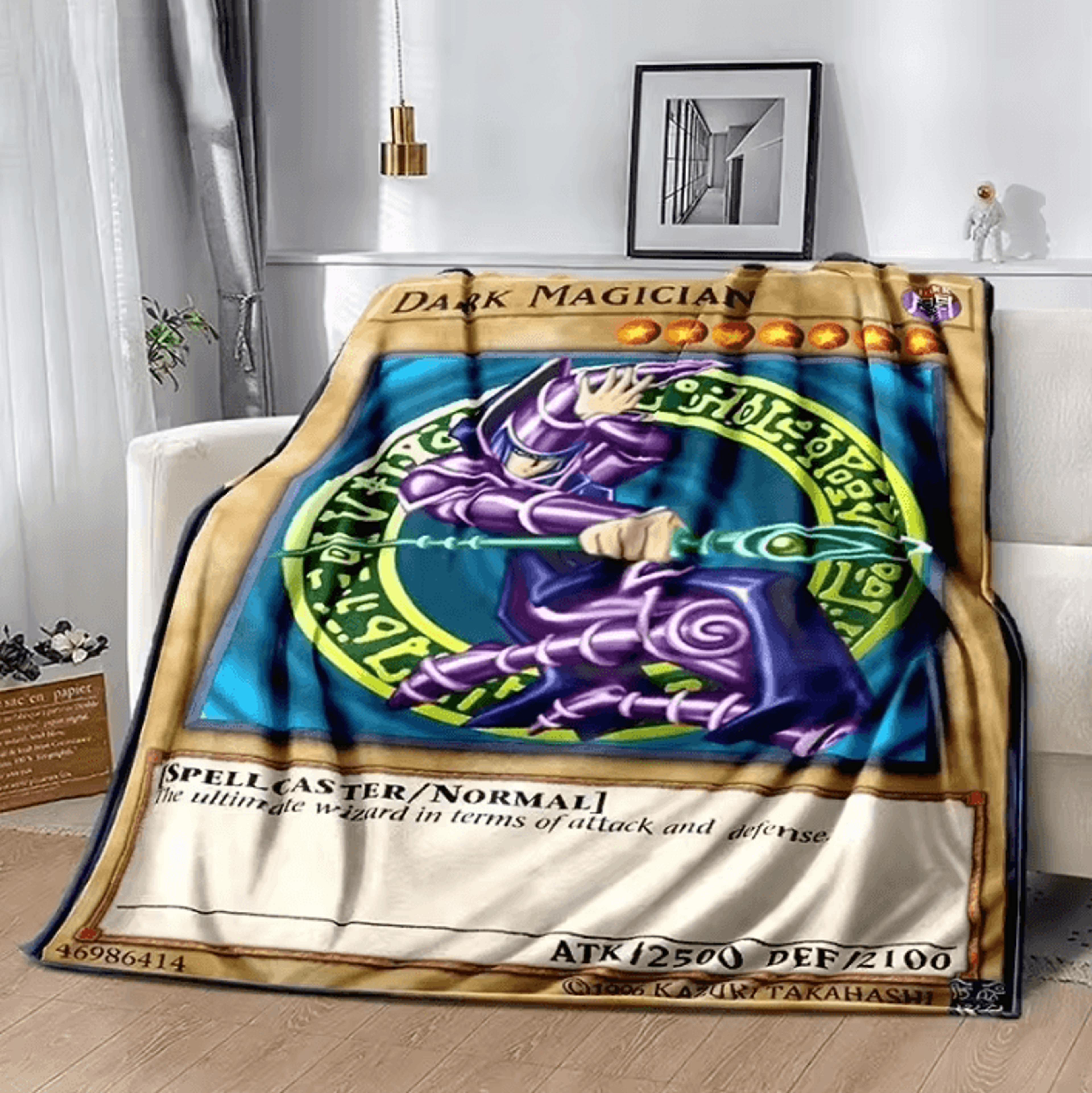 blue eyes white dragon anime throw blanket