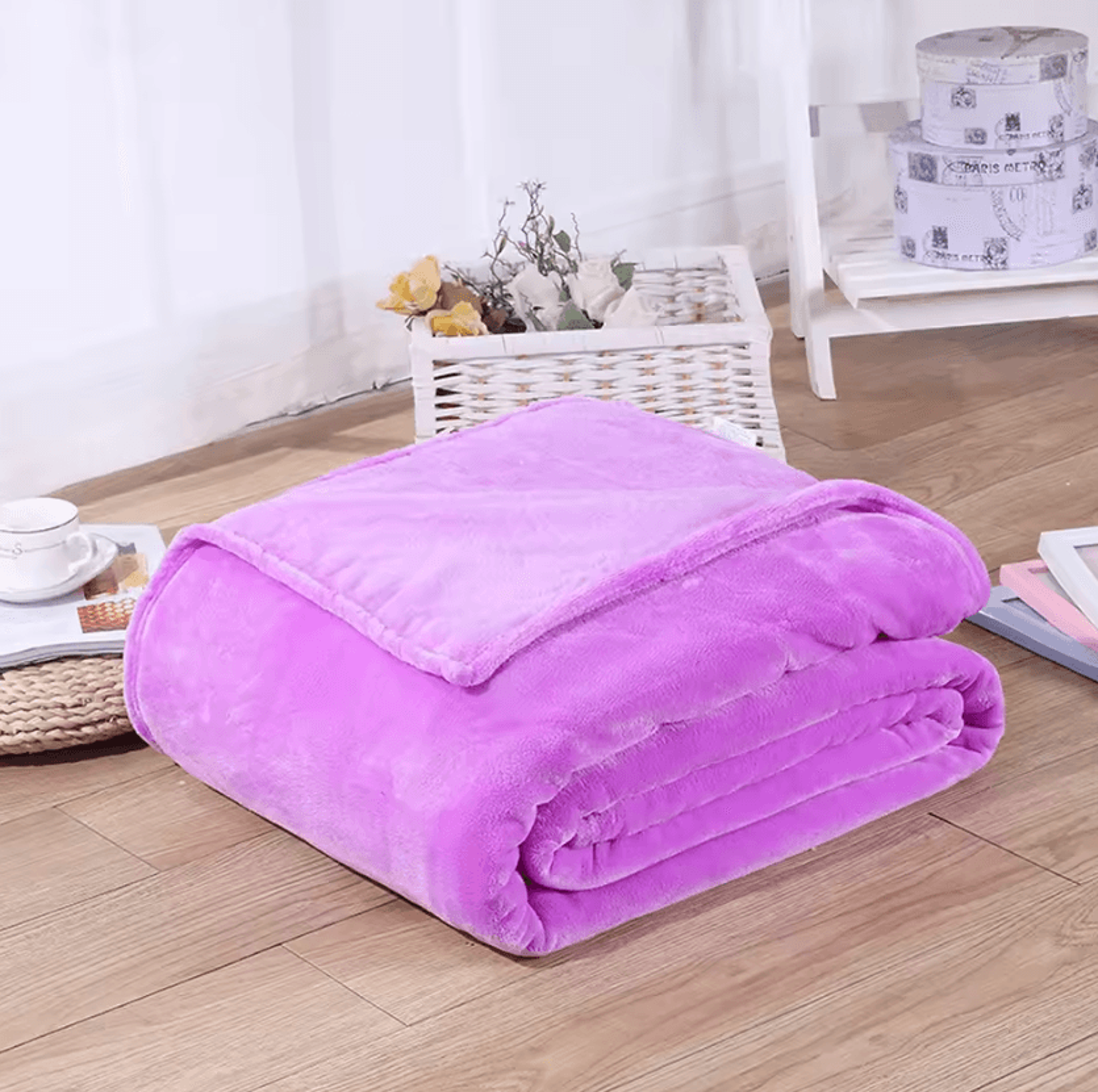 Light Purple Coral Fleece Travel Blanket 2