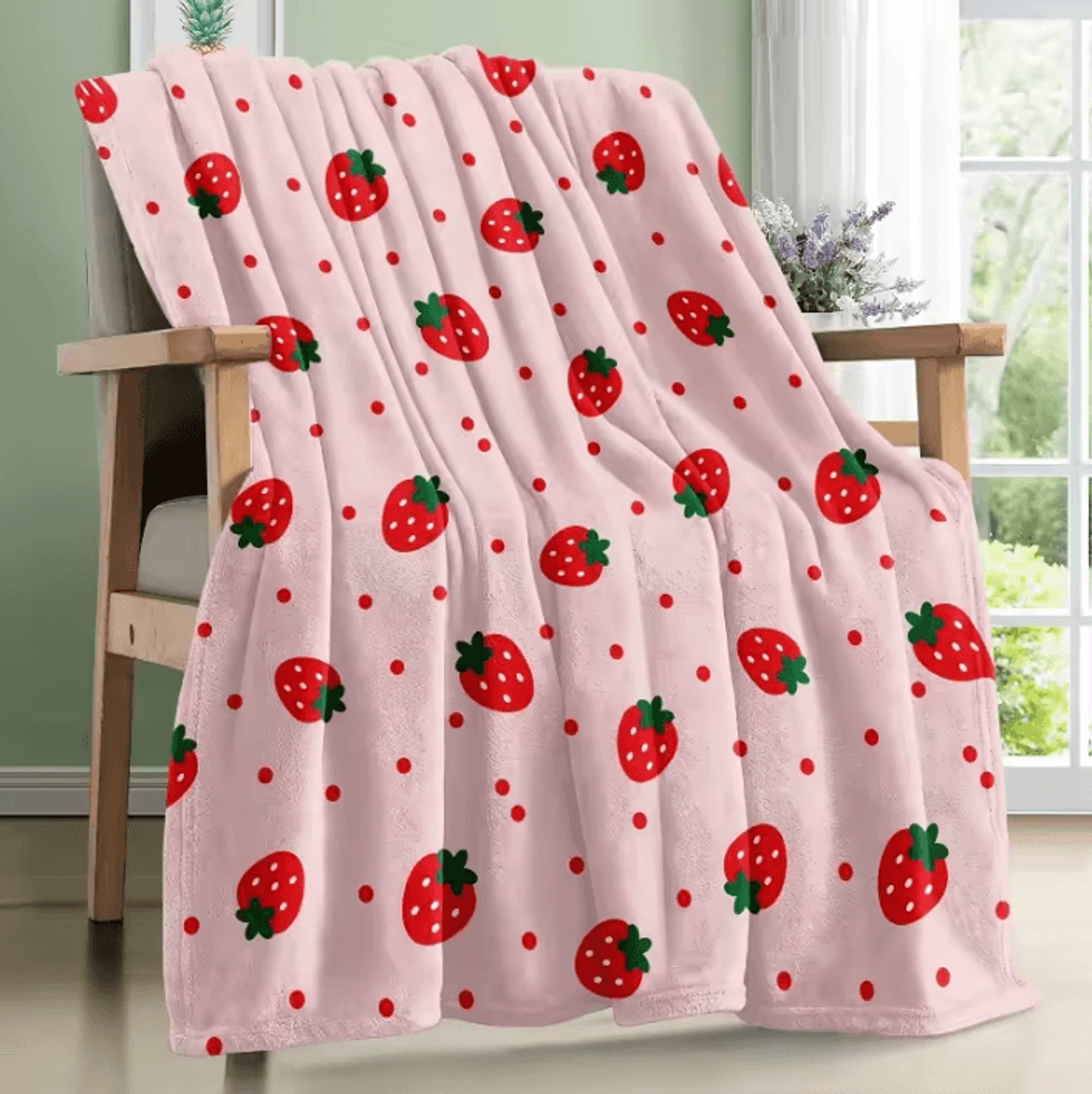 Cute Strawberry Soft Fleece Throw Blanket 1