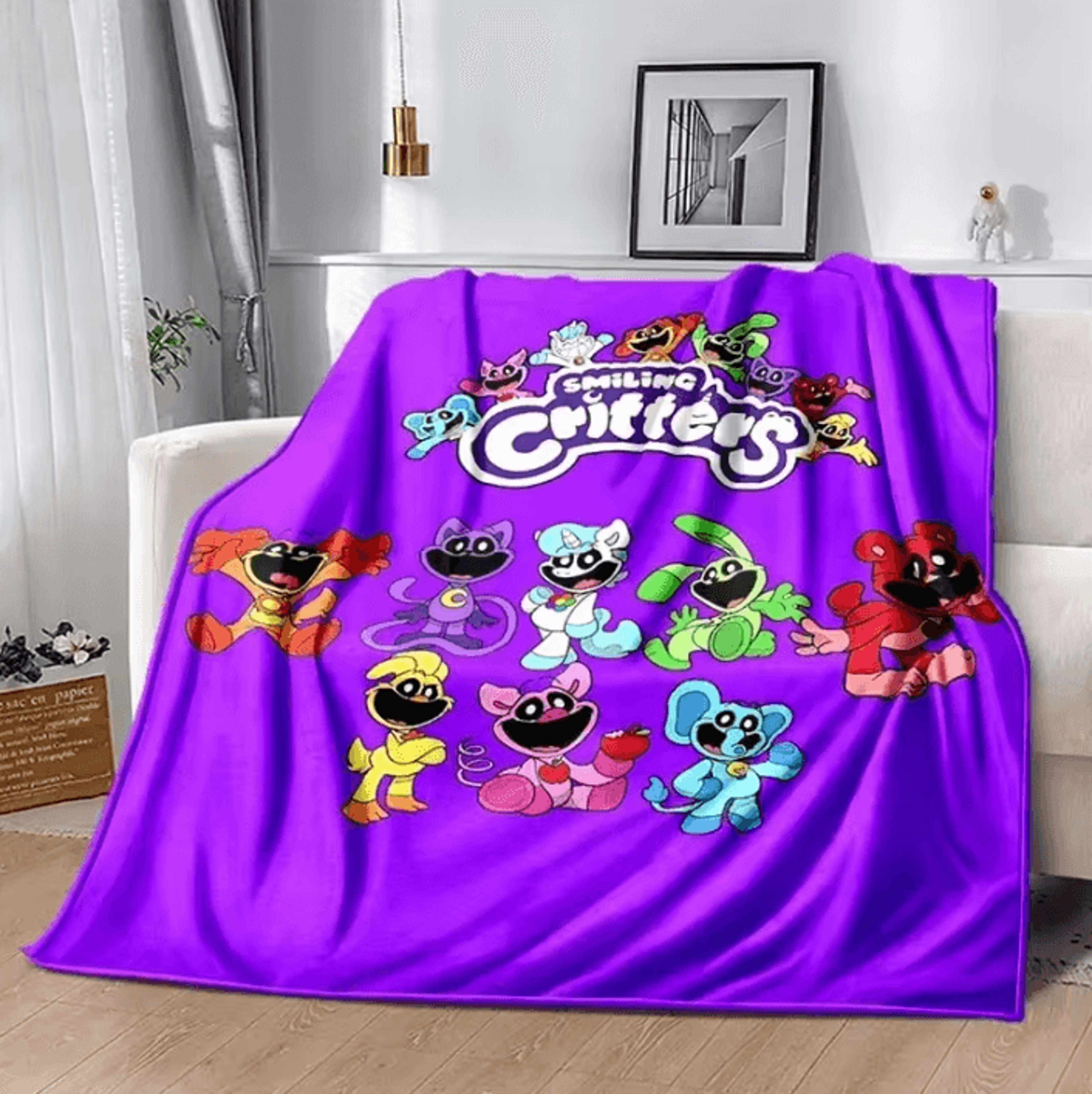 Smiling Critters Cartoon Soft Flannel Throw Blanket 5