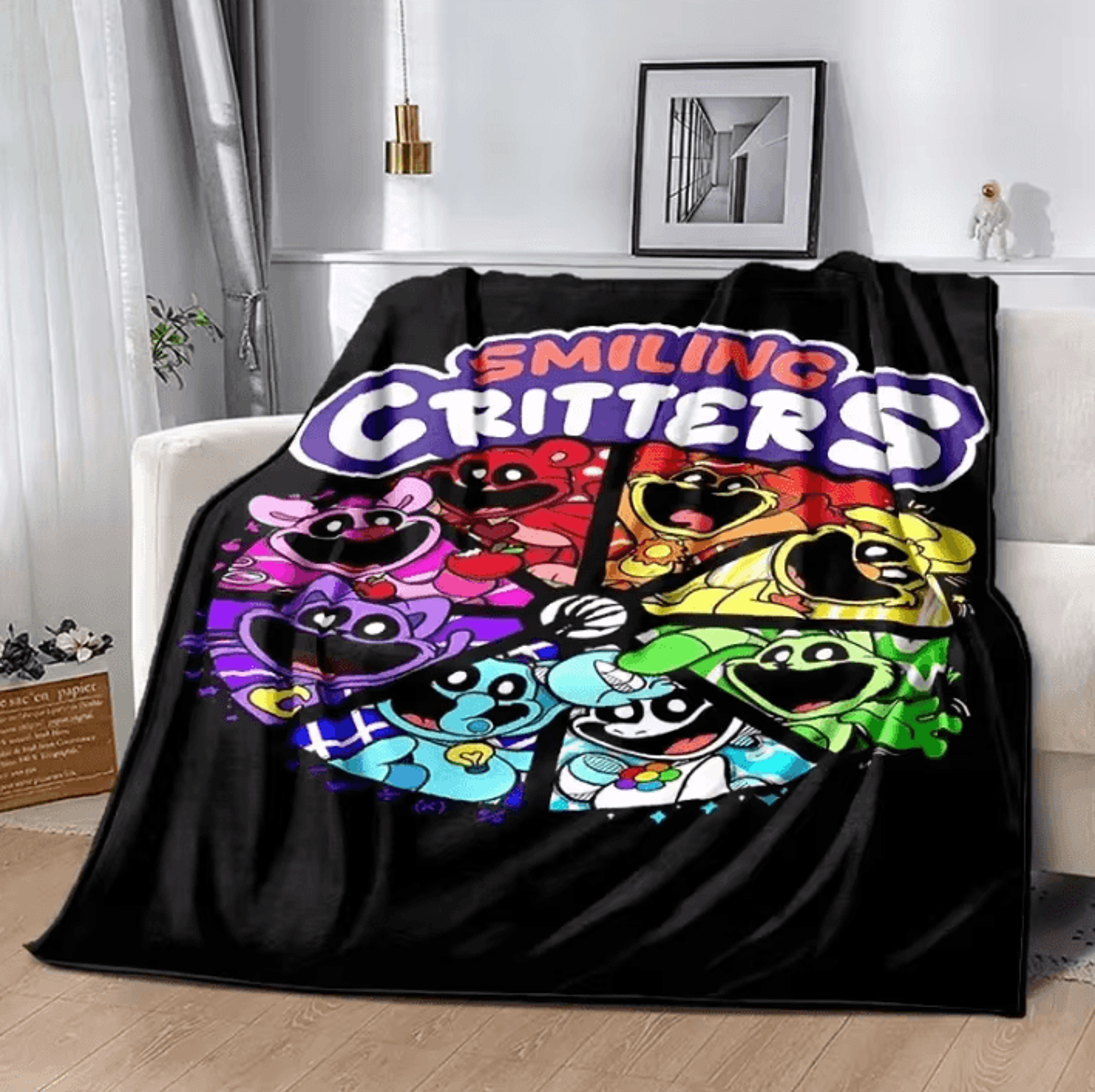 Smiling Critters Cartoon Soft Flannel Throw Blanket 1