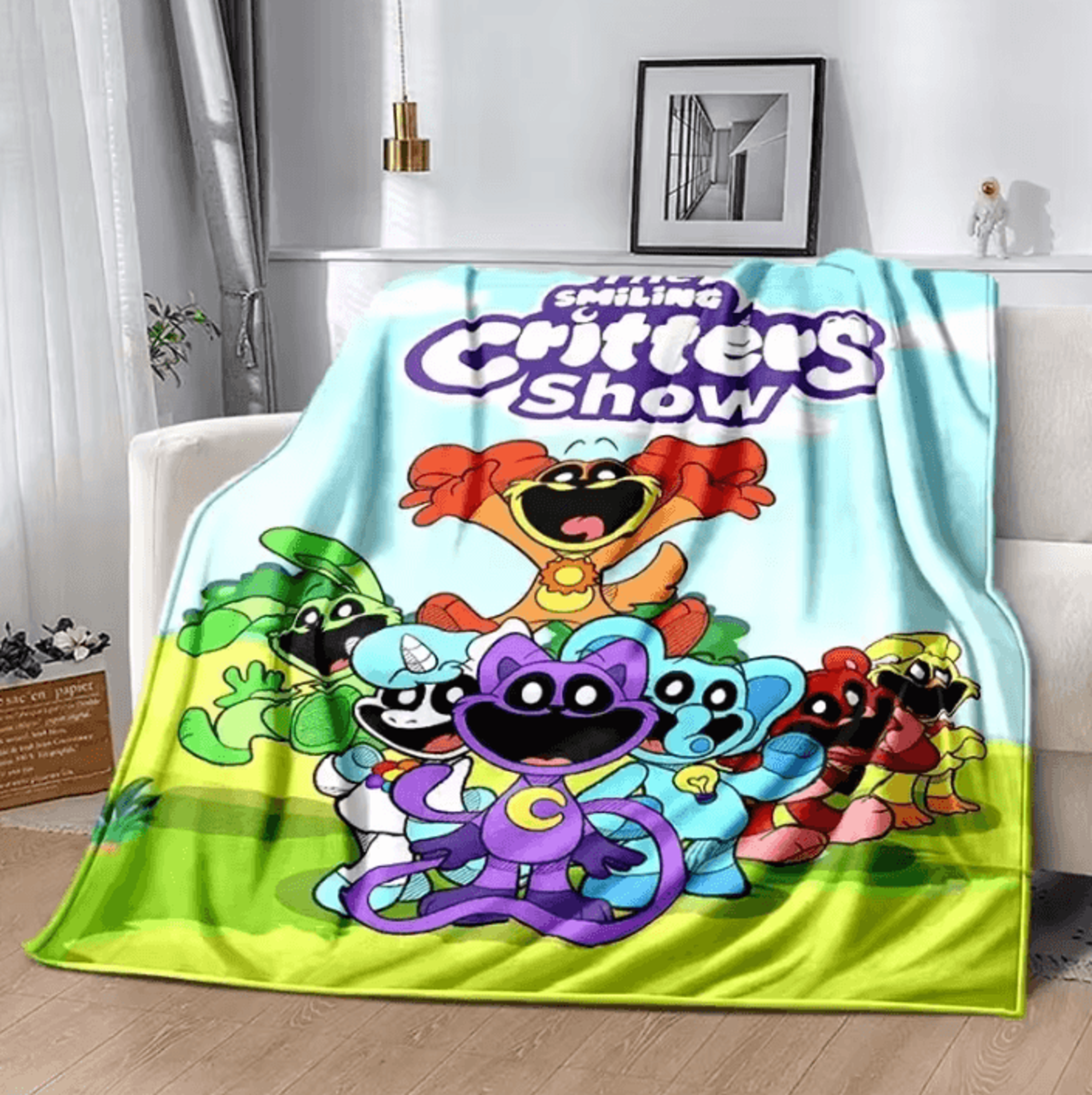 Smiling Critters Cartoon Soft Flannel Throw Blanket 4