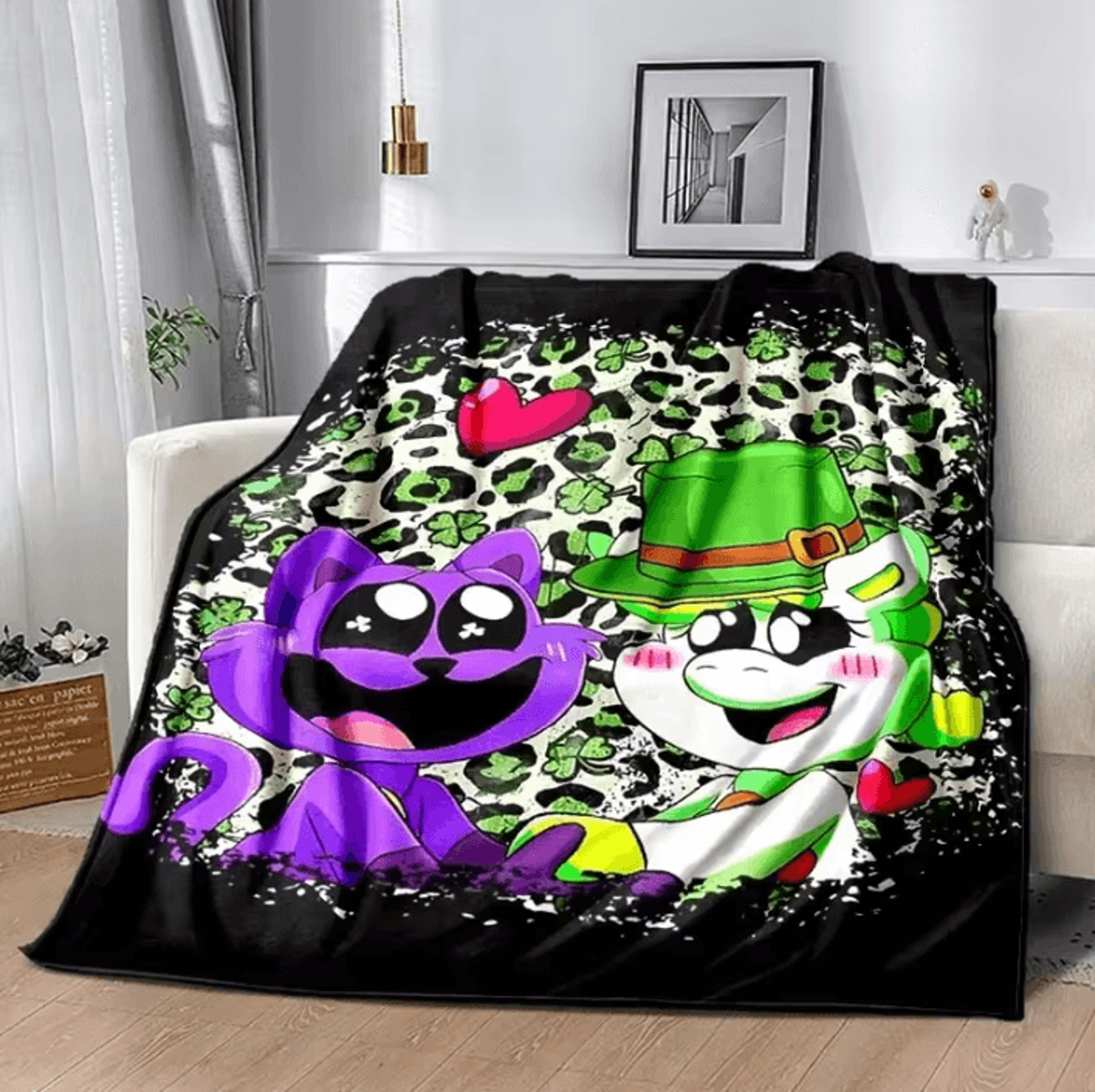 Smiling Critters Cartoon Soft Flannel Throw Blanket 9
