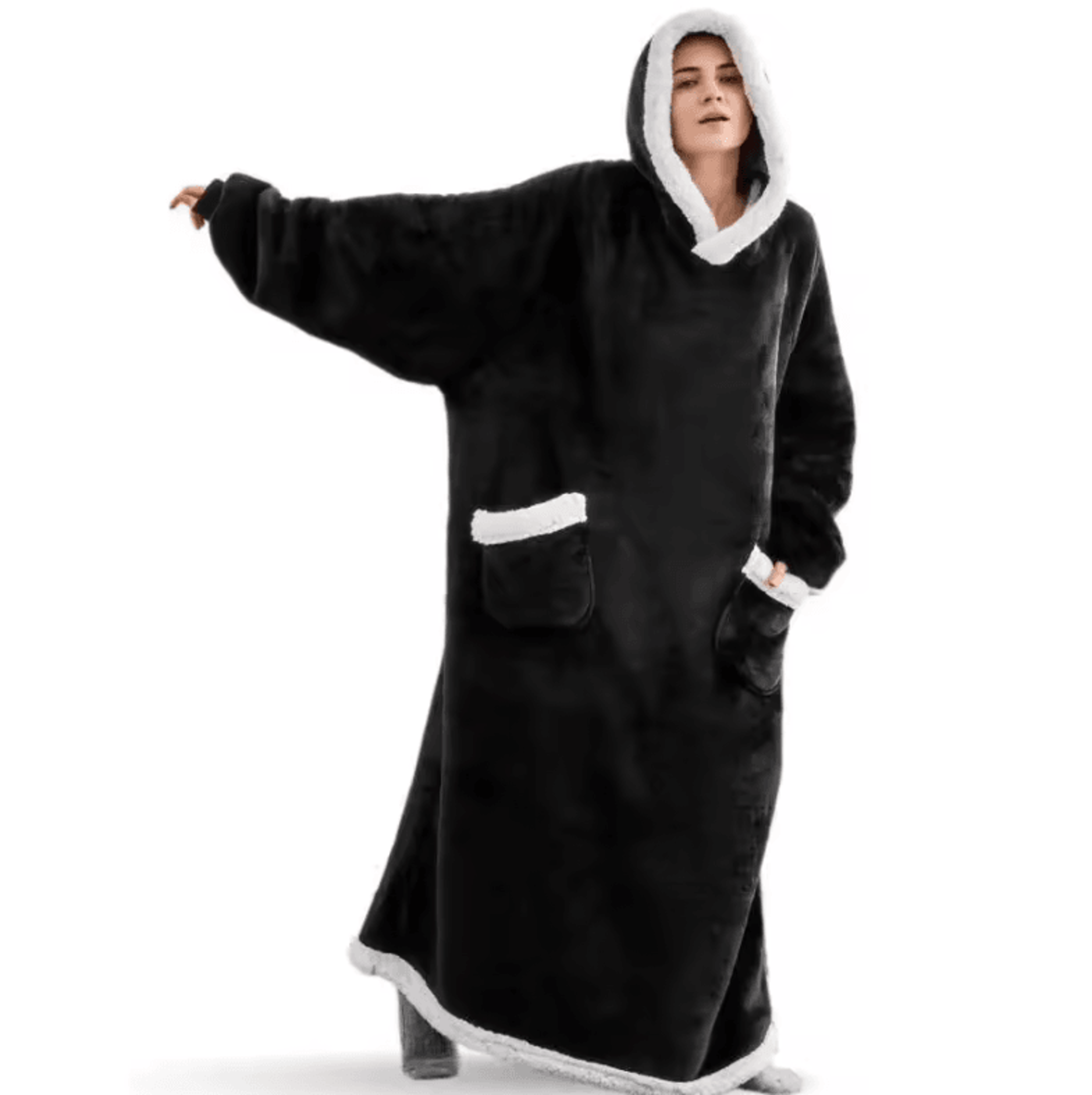 Oversized Fleece Hoodie Wearable Blanket 3
