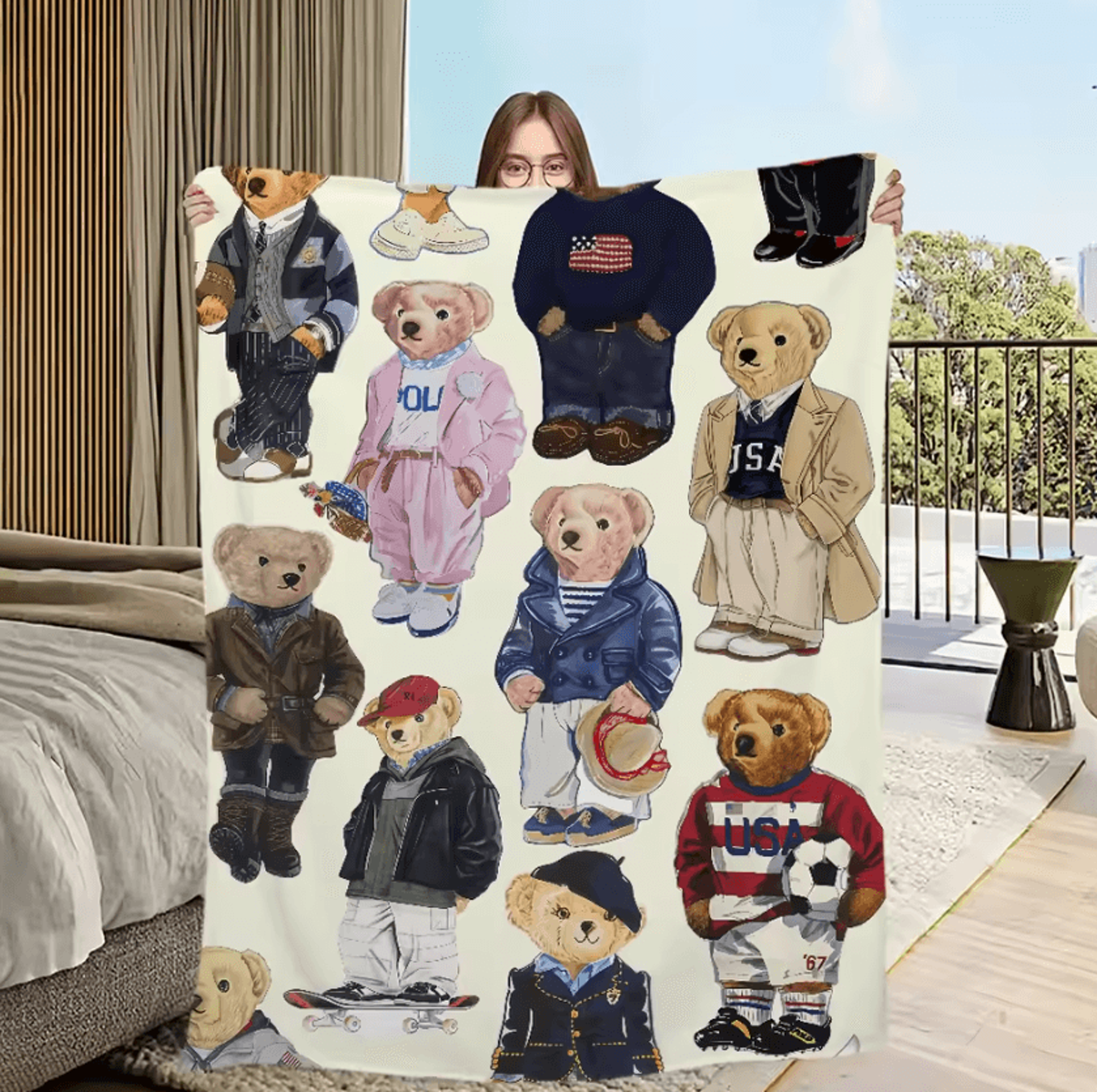 Cute Bear Soft Plush Flannel Throw Blanket 4