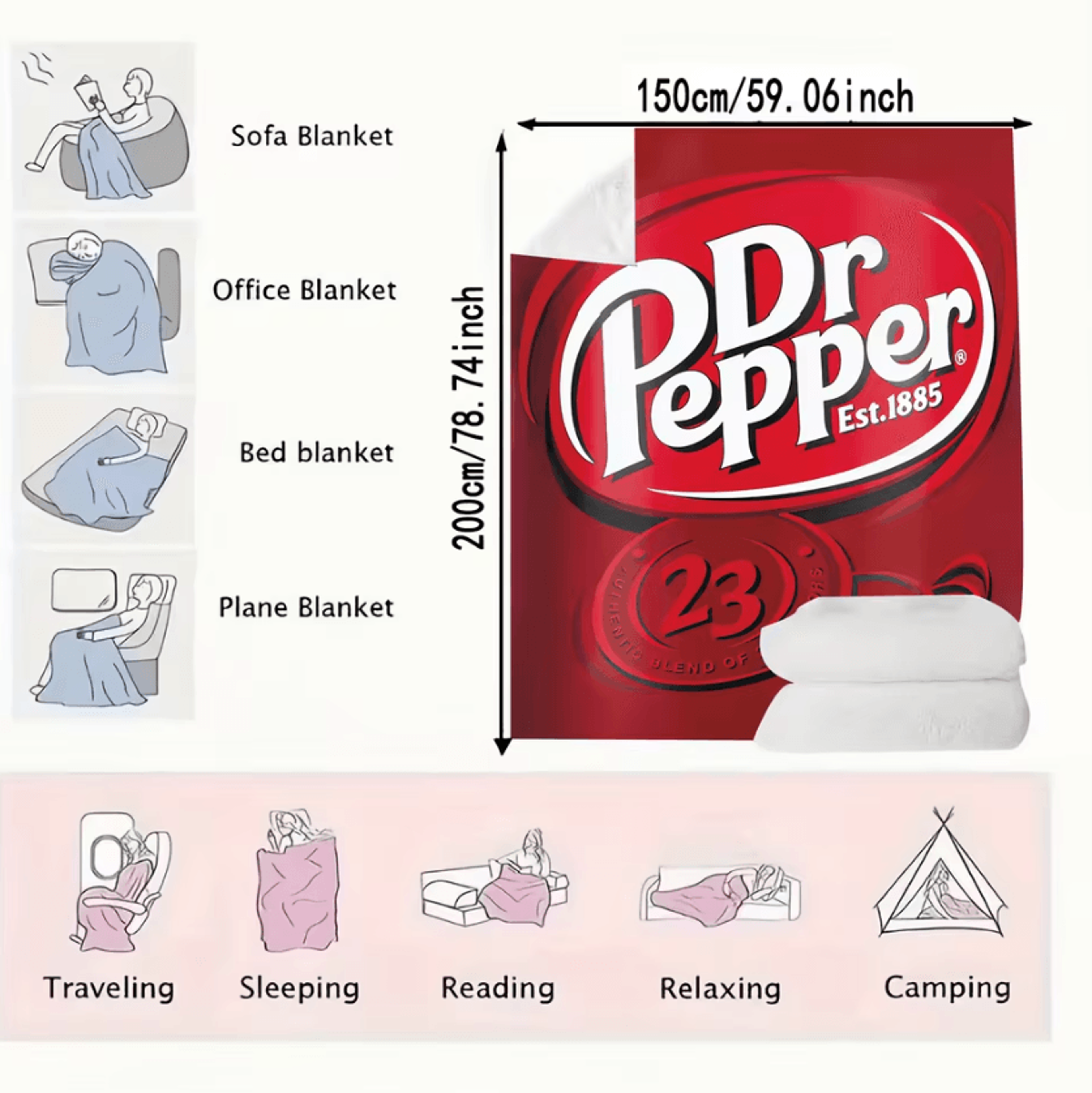 Dr Pepper Soft Flannel Throw Blanket 5