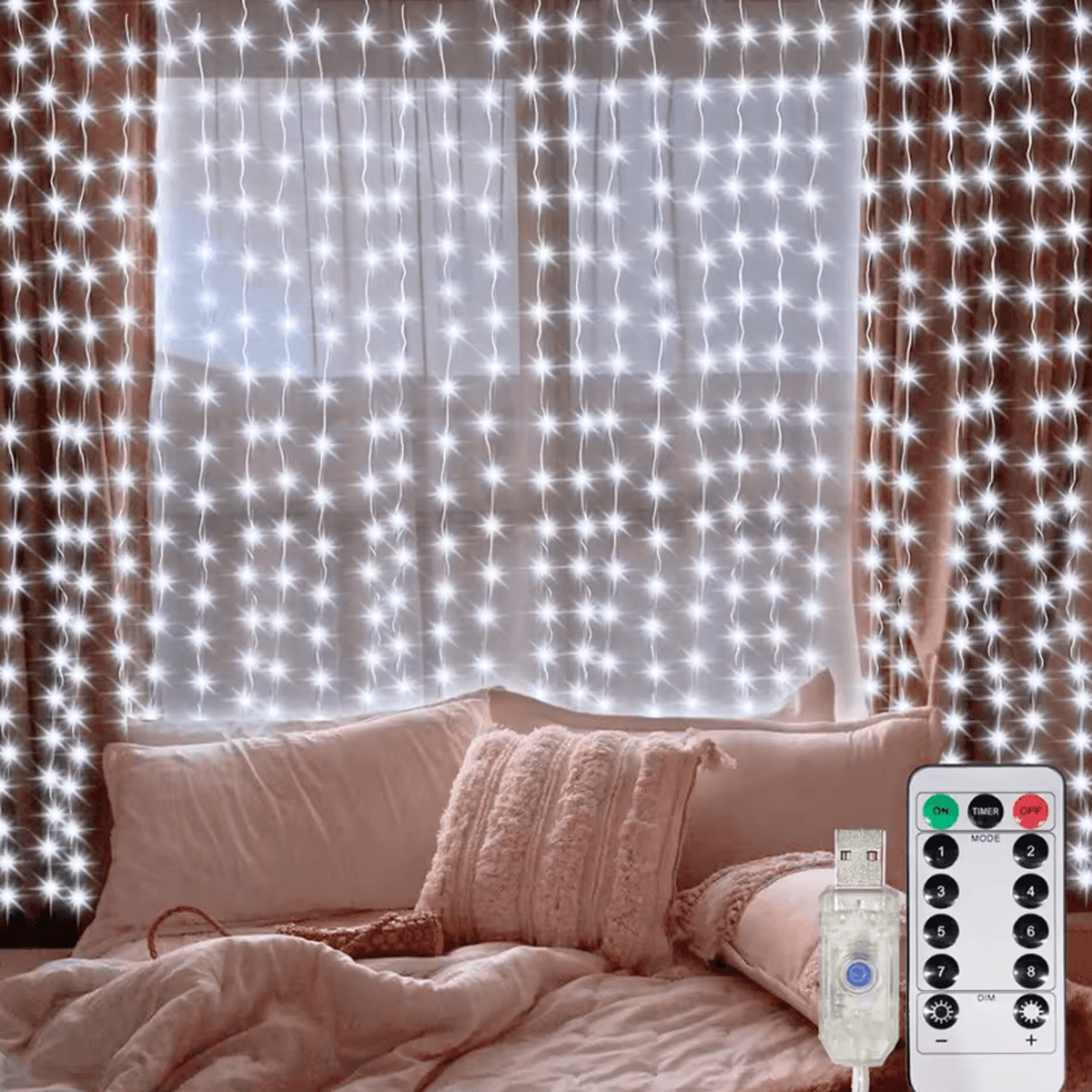 8 mode usb led curtain lights with remotes