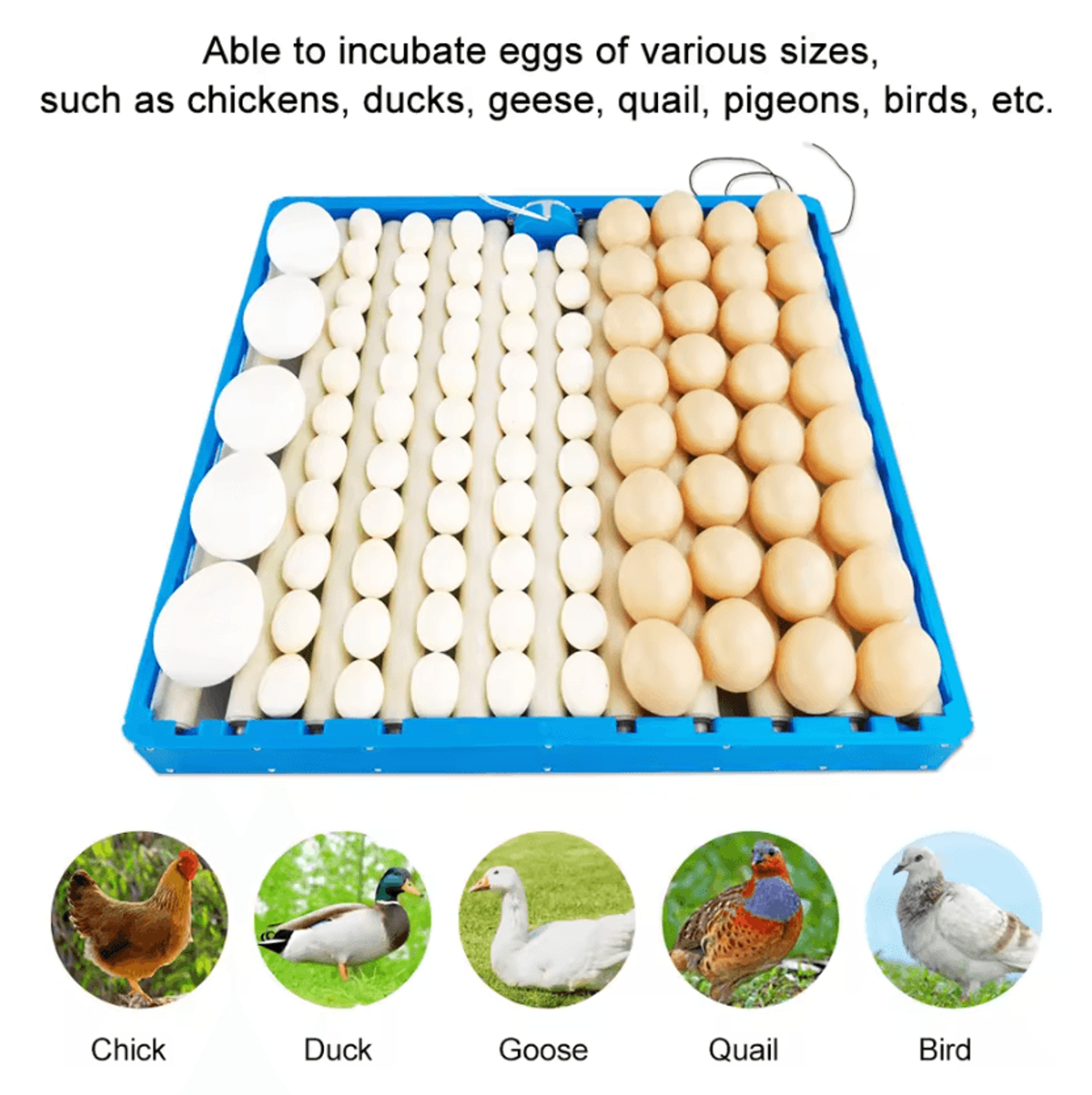 70-108 egg automatic 360 degree incubator turner roller tray