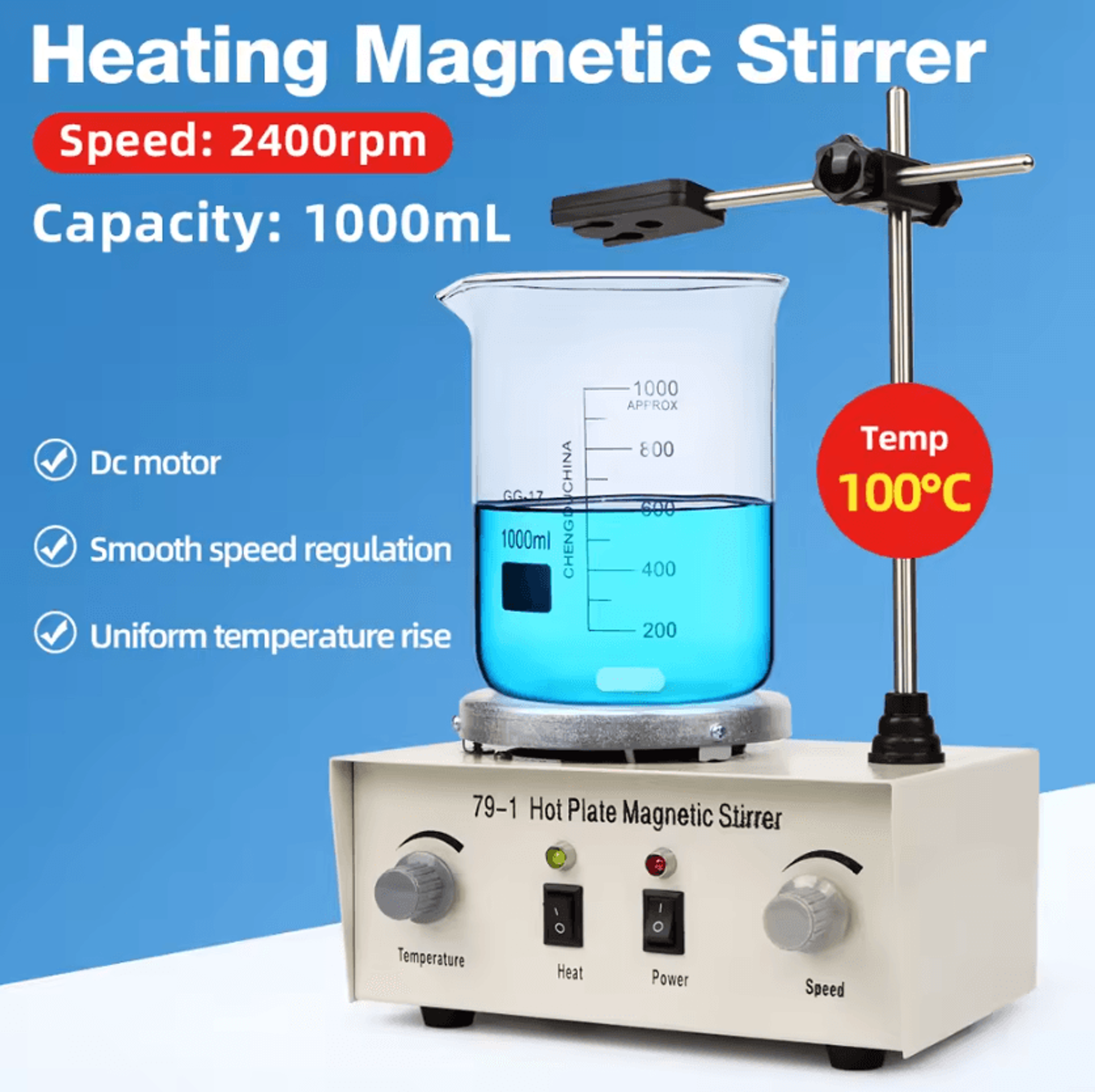 79-1 1l heating magnetic stirrer with hot plate and 2400rpm mixing