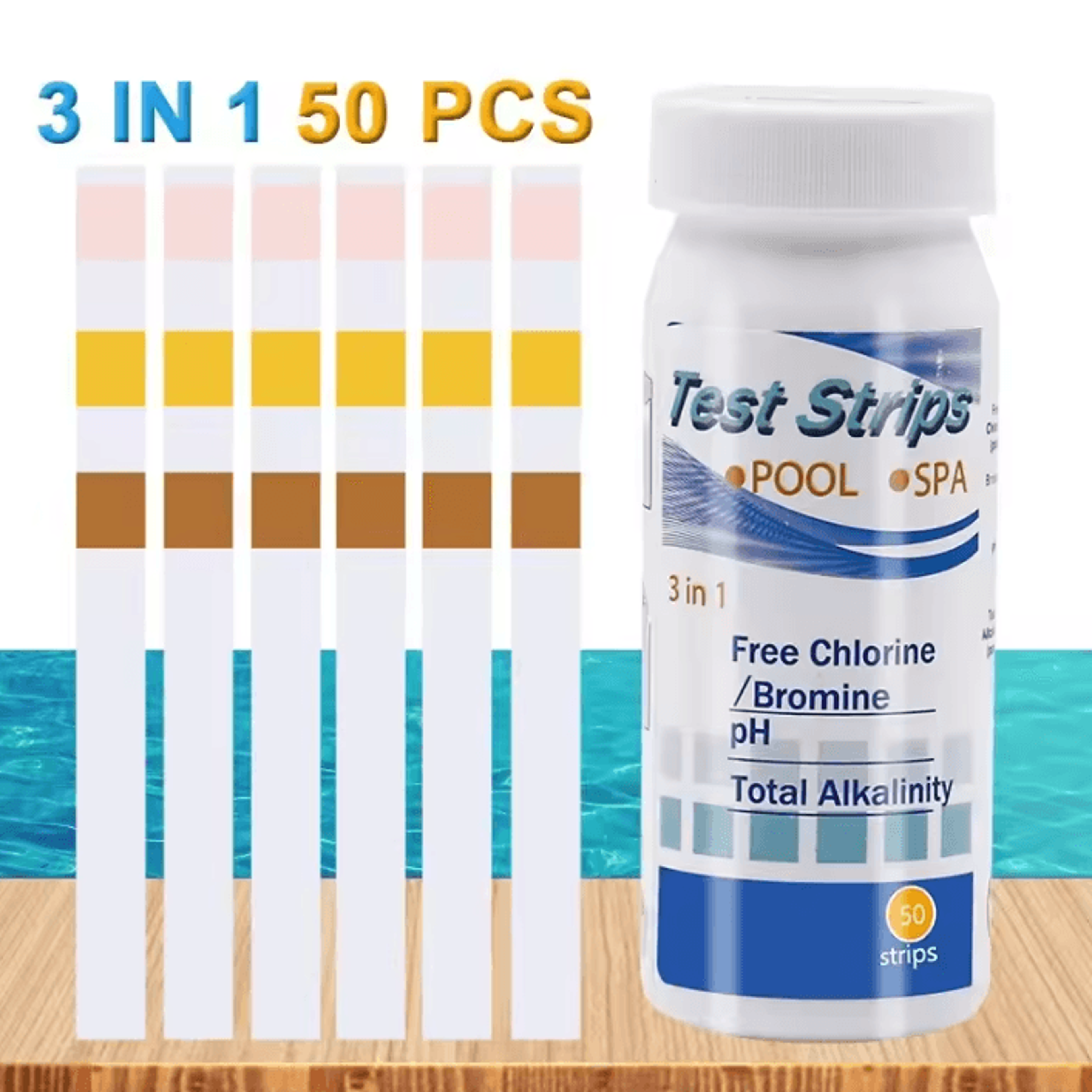 3 in 1 pool test strips for chlorine ph and alkalinity testing