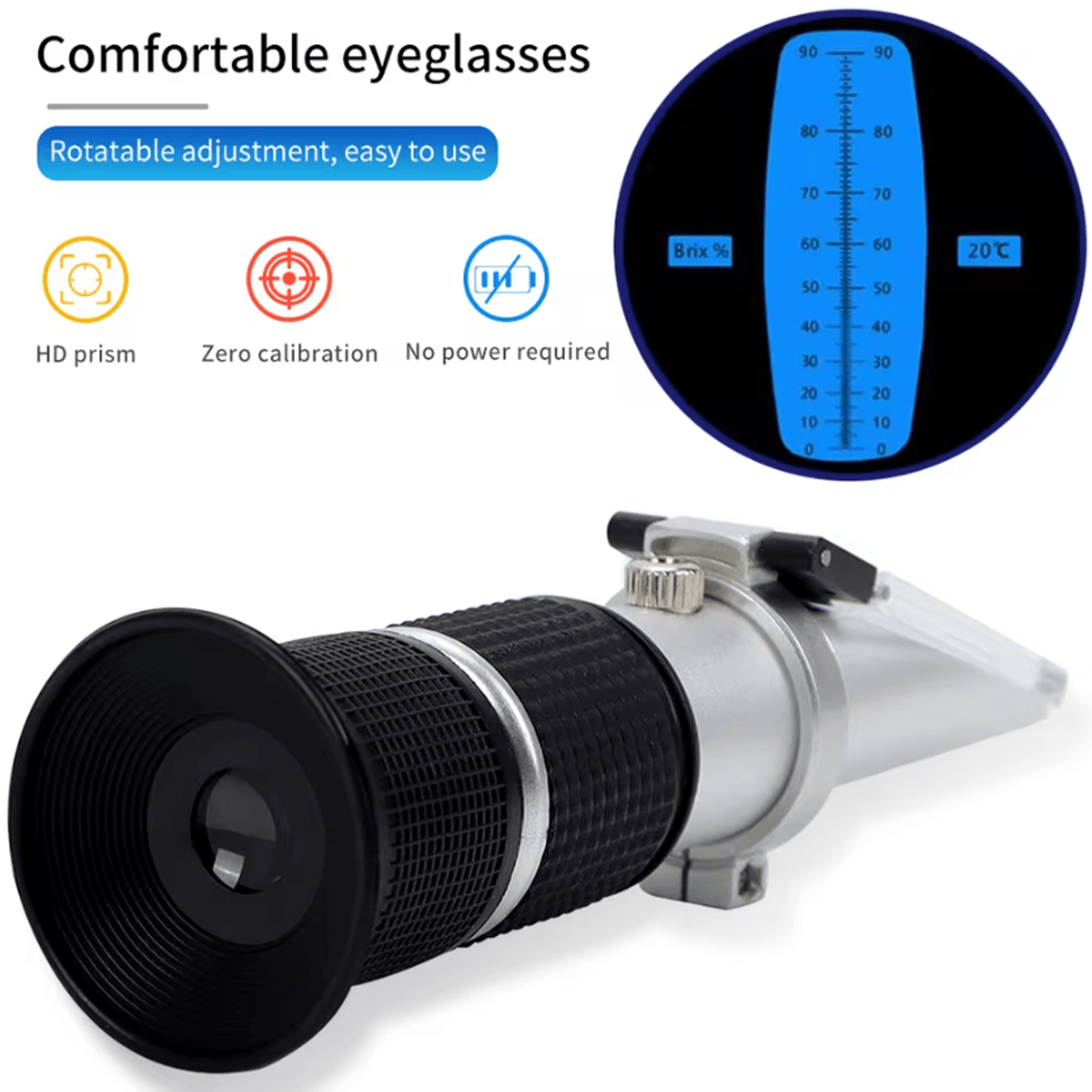 0-90% brix handheld sugar refractometer with atc