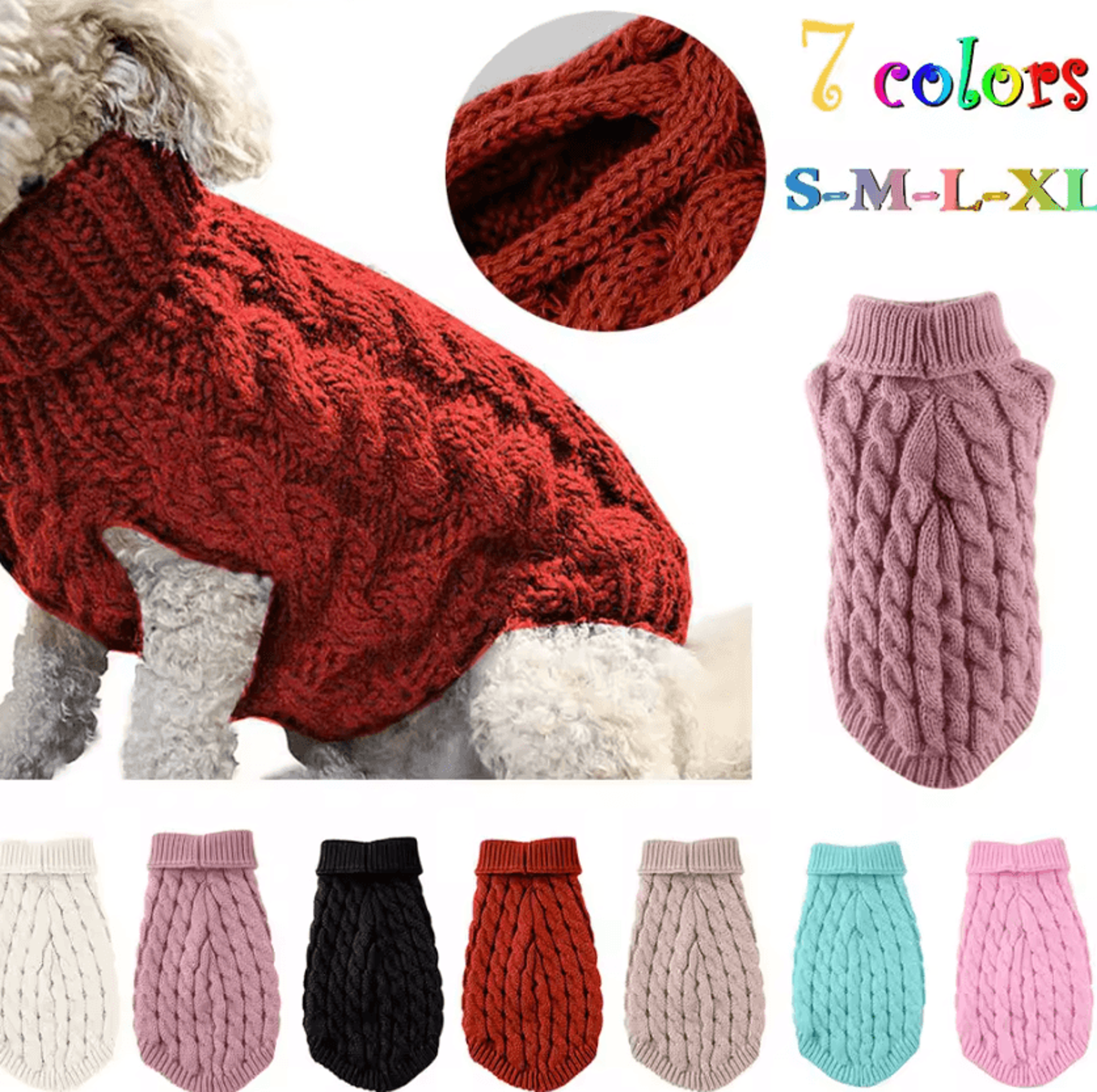 warm cable knit dog sweater for small dogs