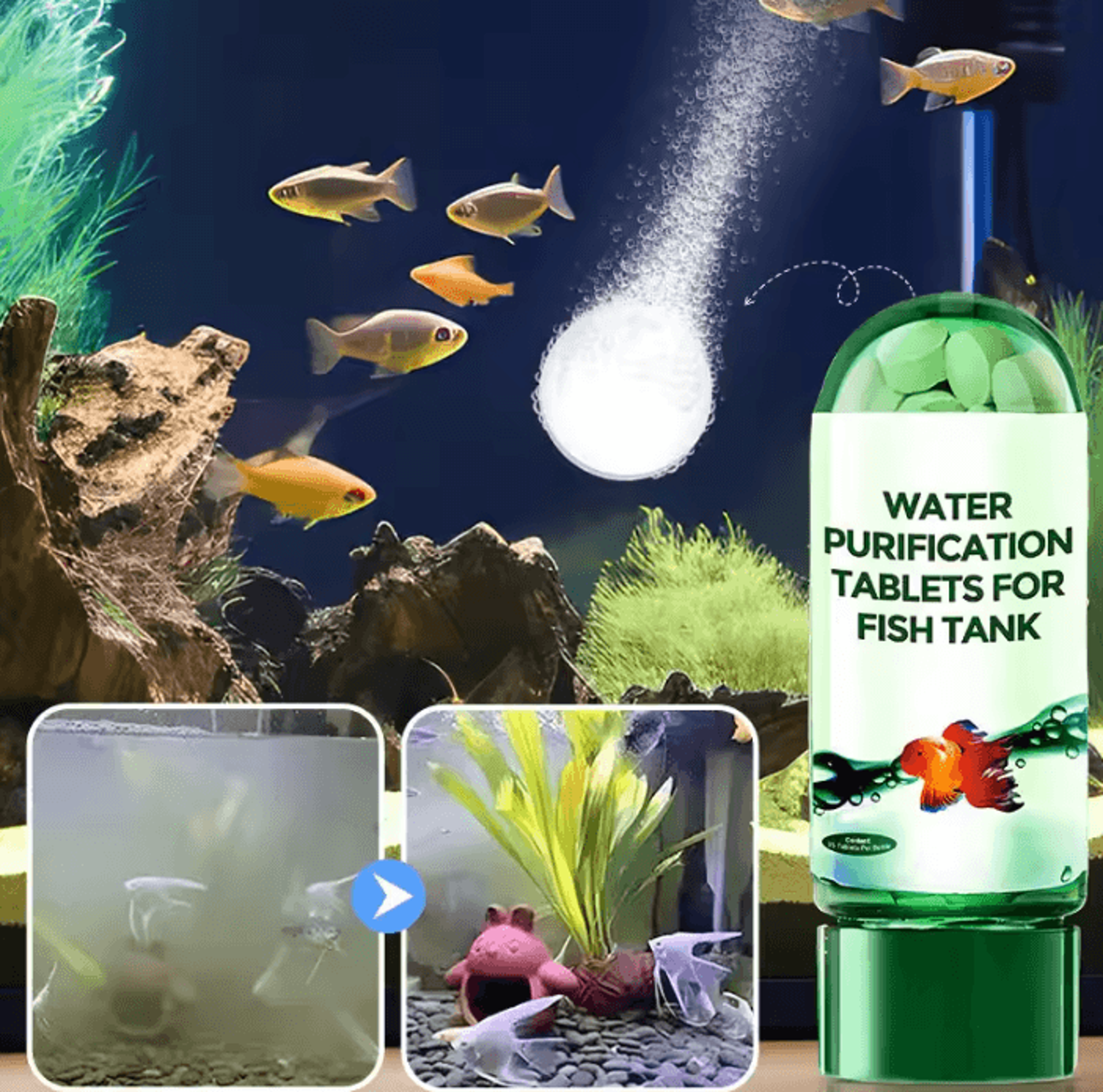 aquarium water purification tablets for clearer fish tank water