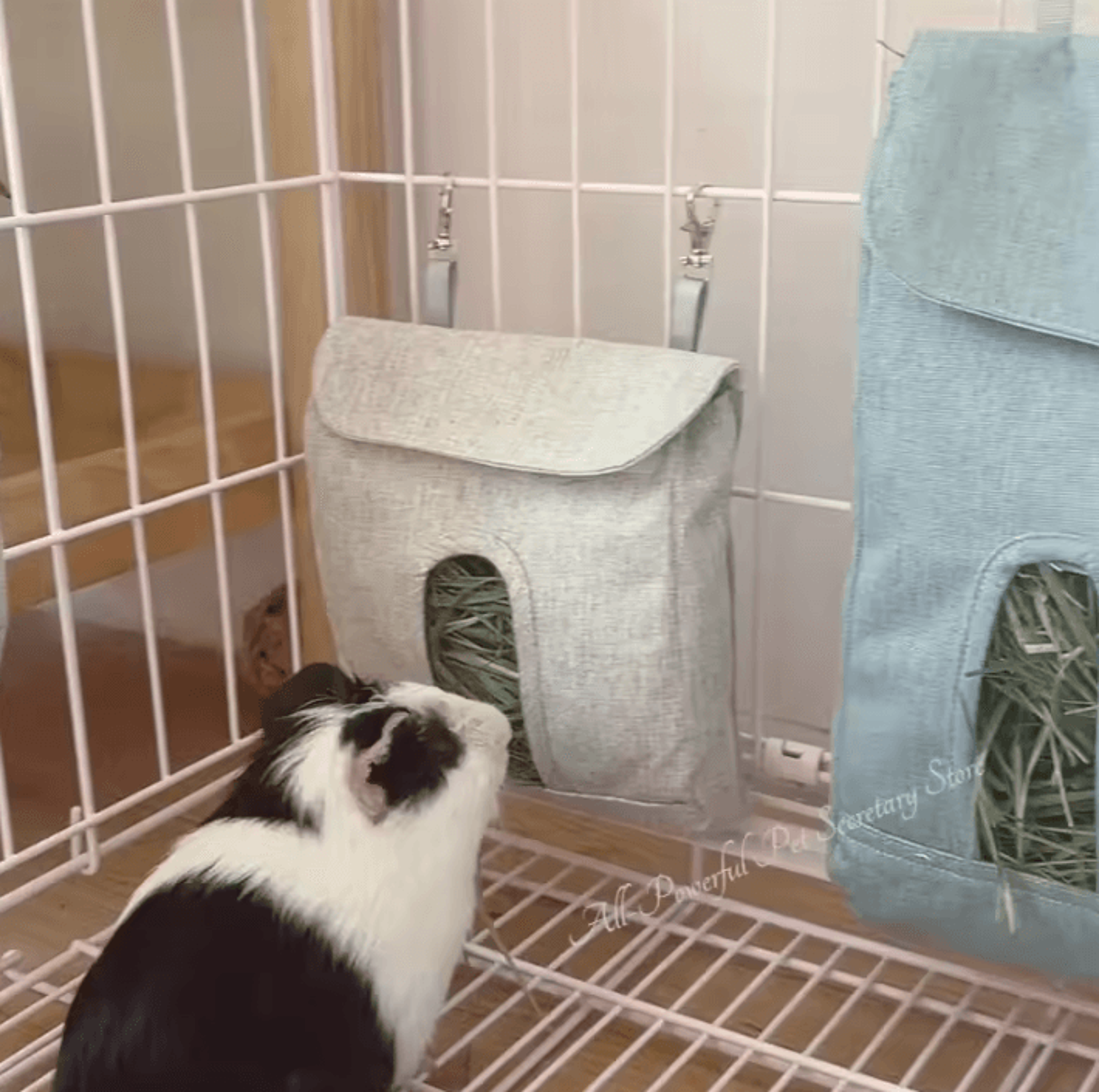 hanging hay feeder bag for rabbits and guinea pigs