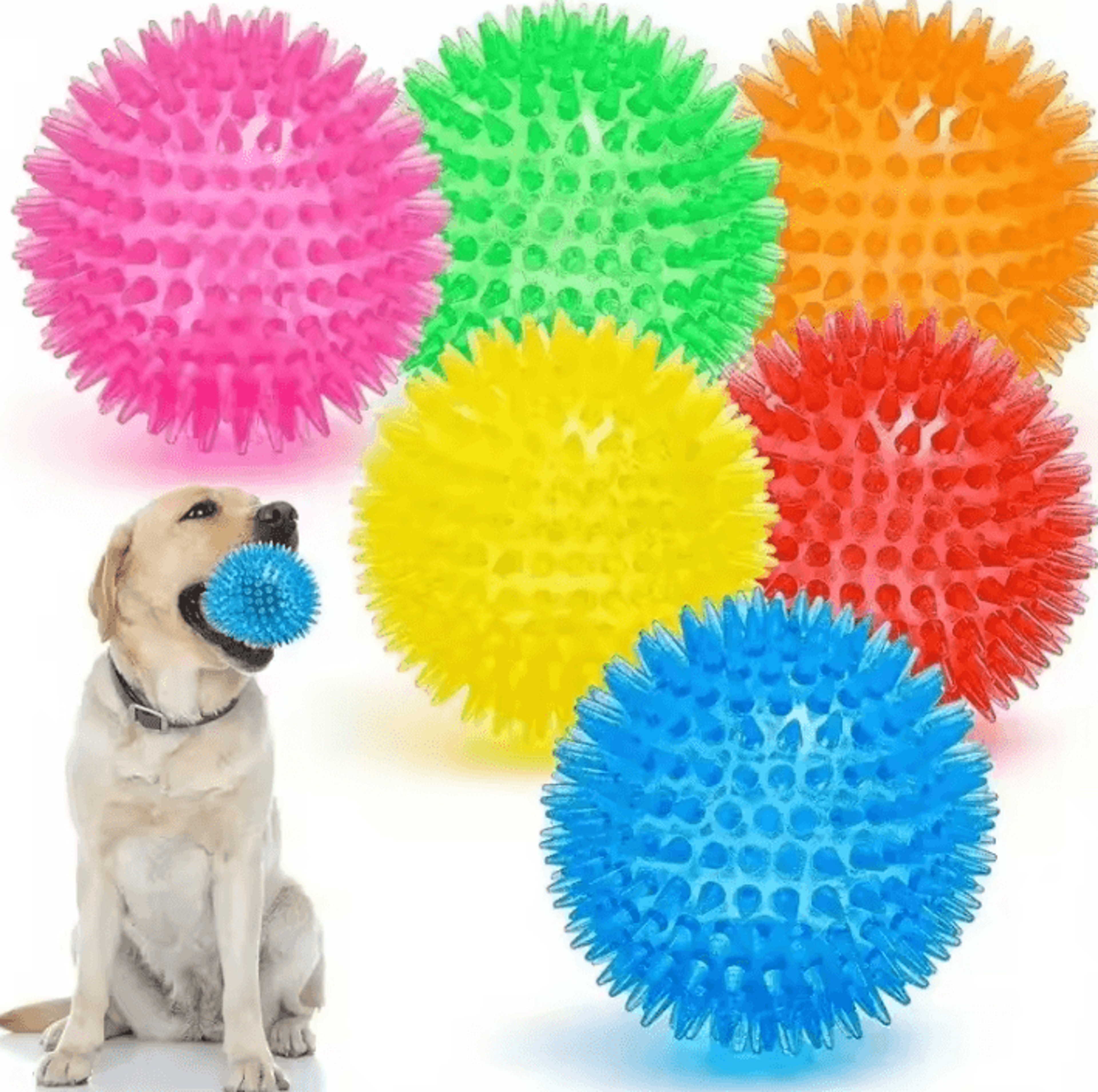 6pcs rubber squeaky dog chew balls for play and training