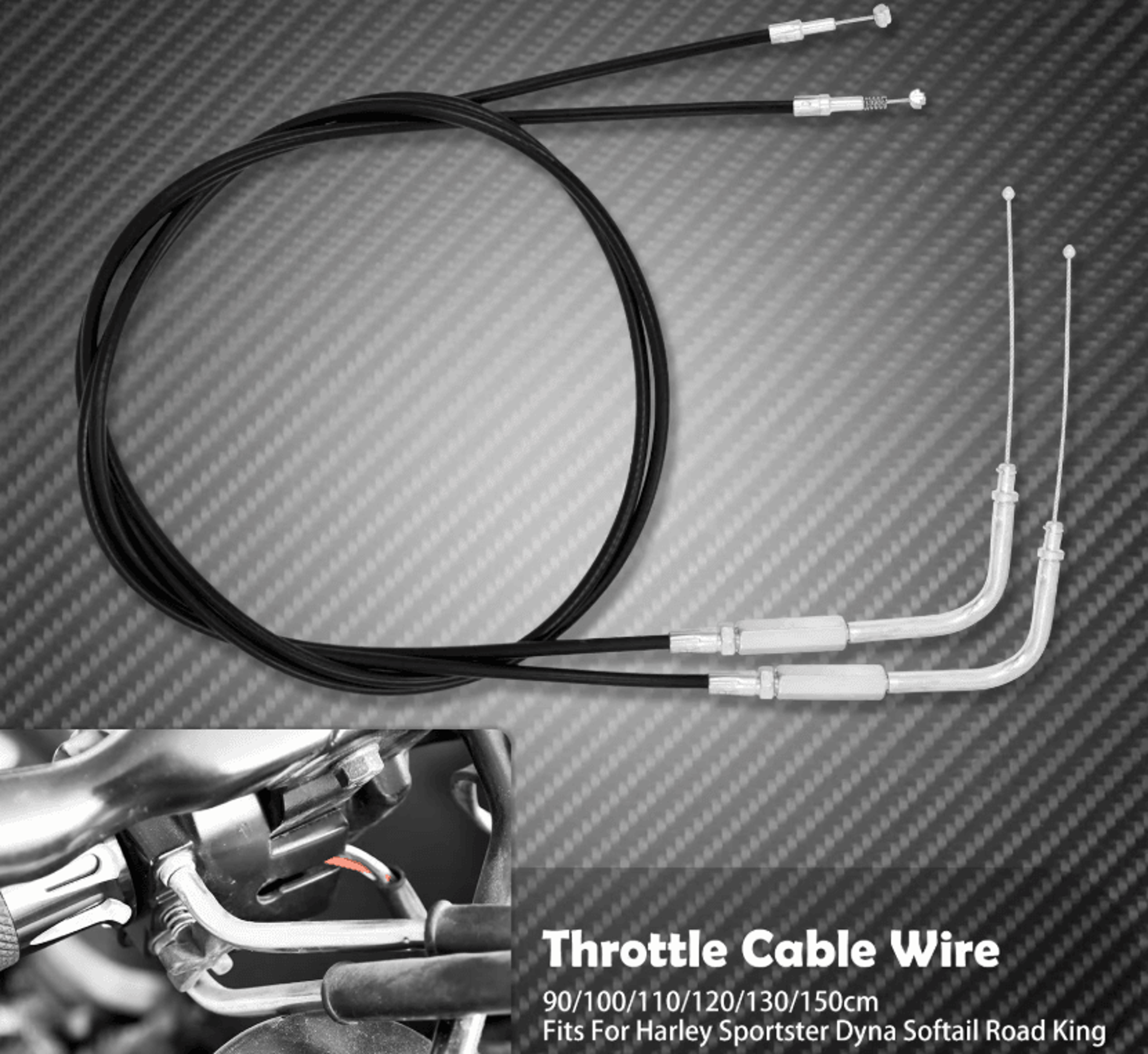 extended steel throttle cable for harley sportster dyna softail touring