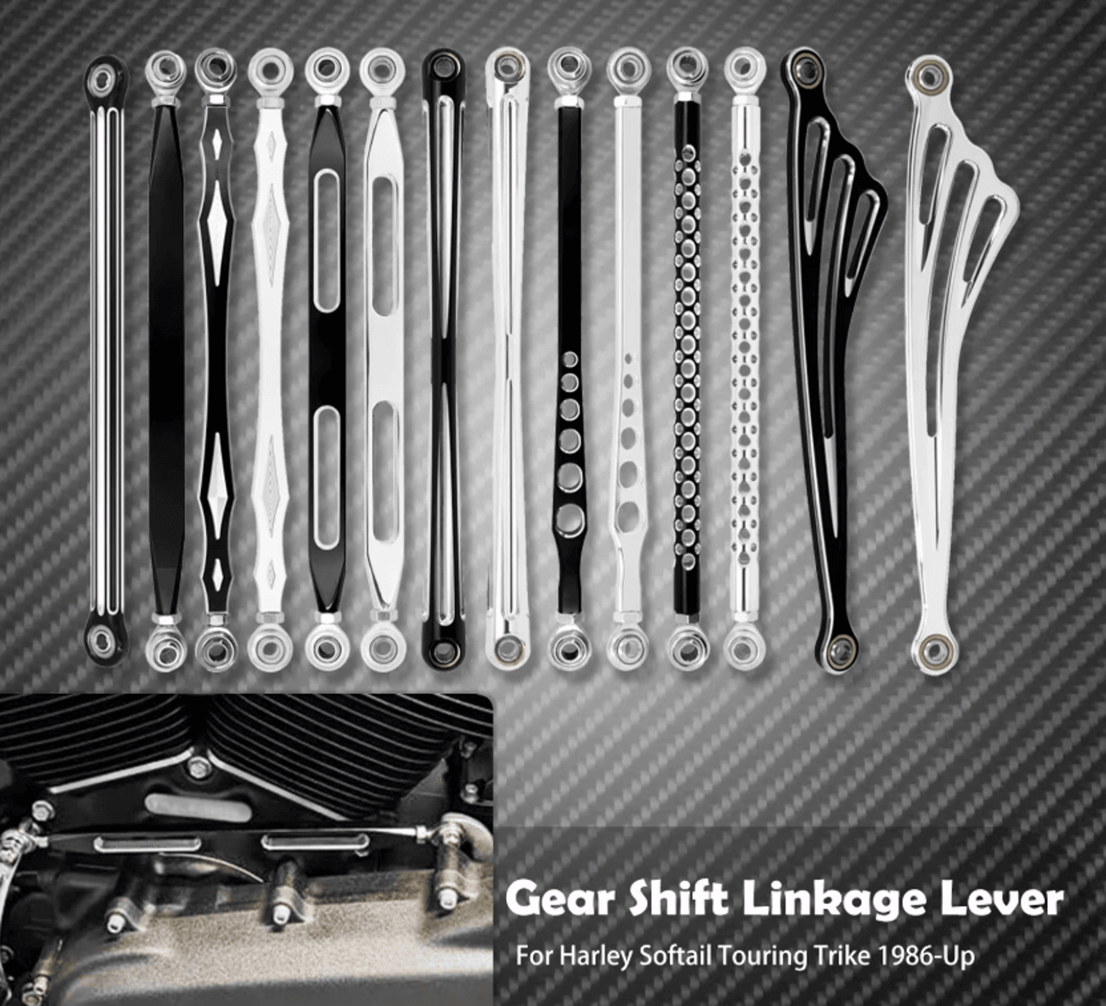precision 330mm aluminum shift linkage for harley touring and softail