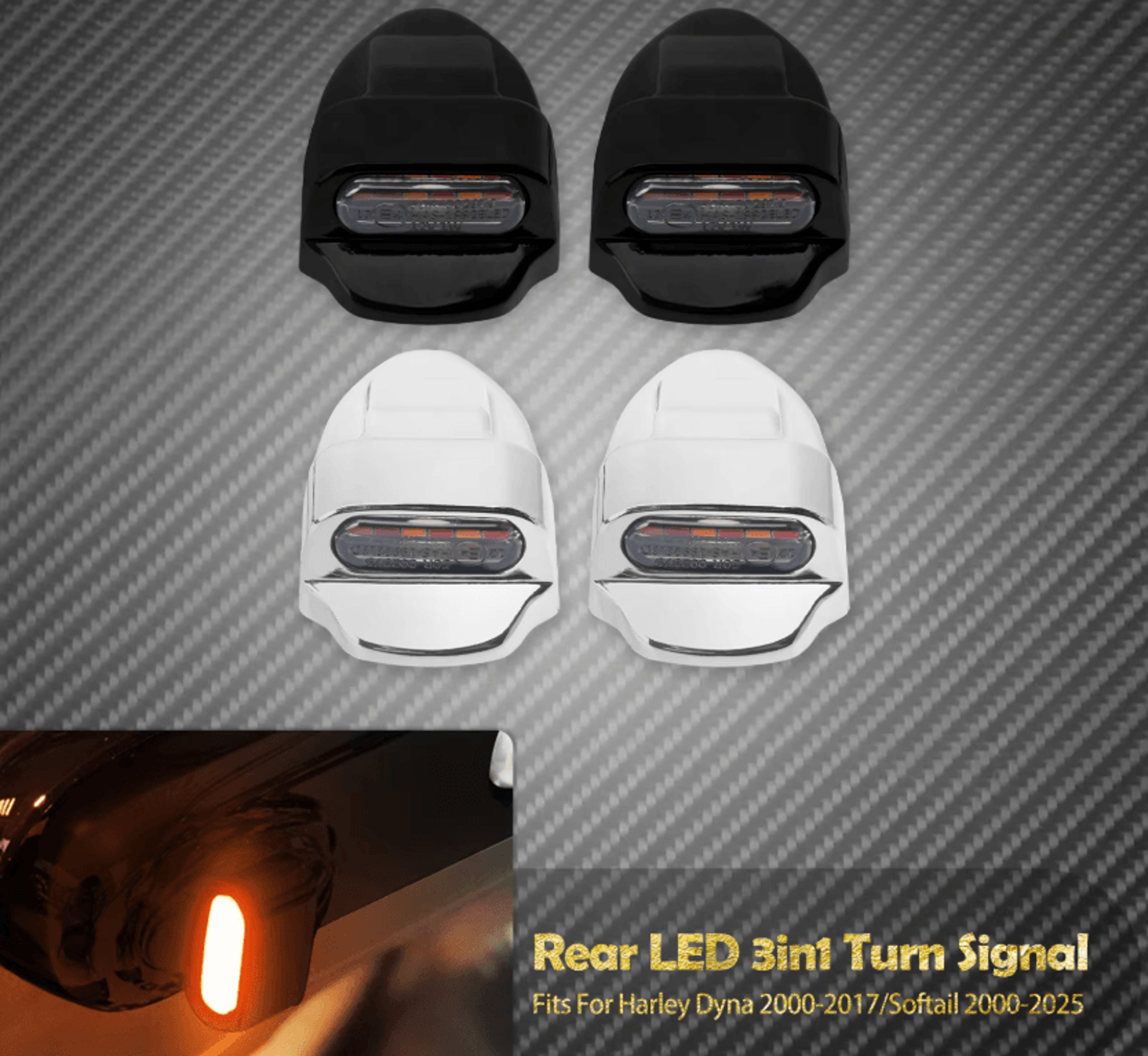 3 in 1 e mark rear led lights for harley dyna and softail