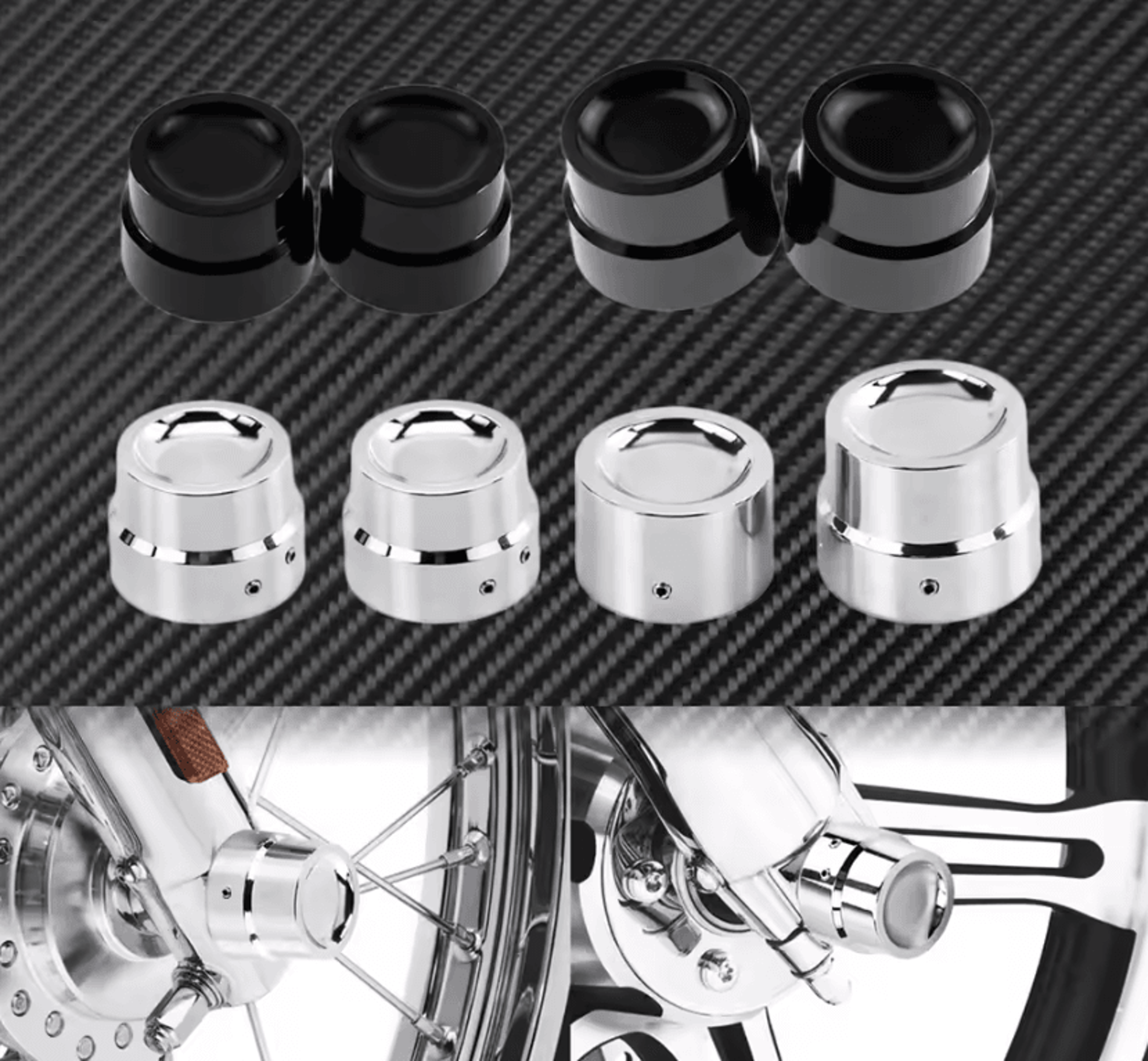 custom axle nut cover caps for harley sportster dyna touring v-rod