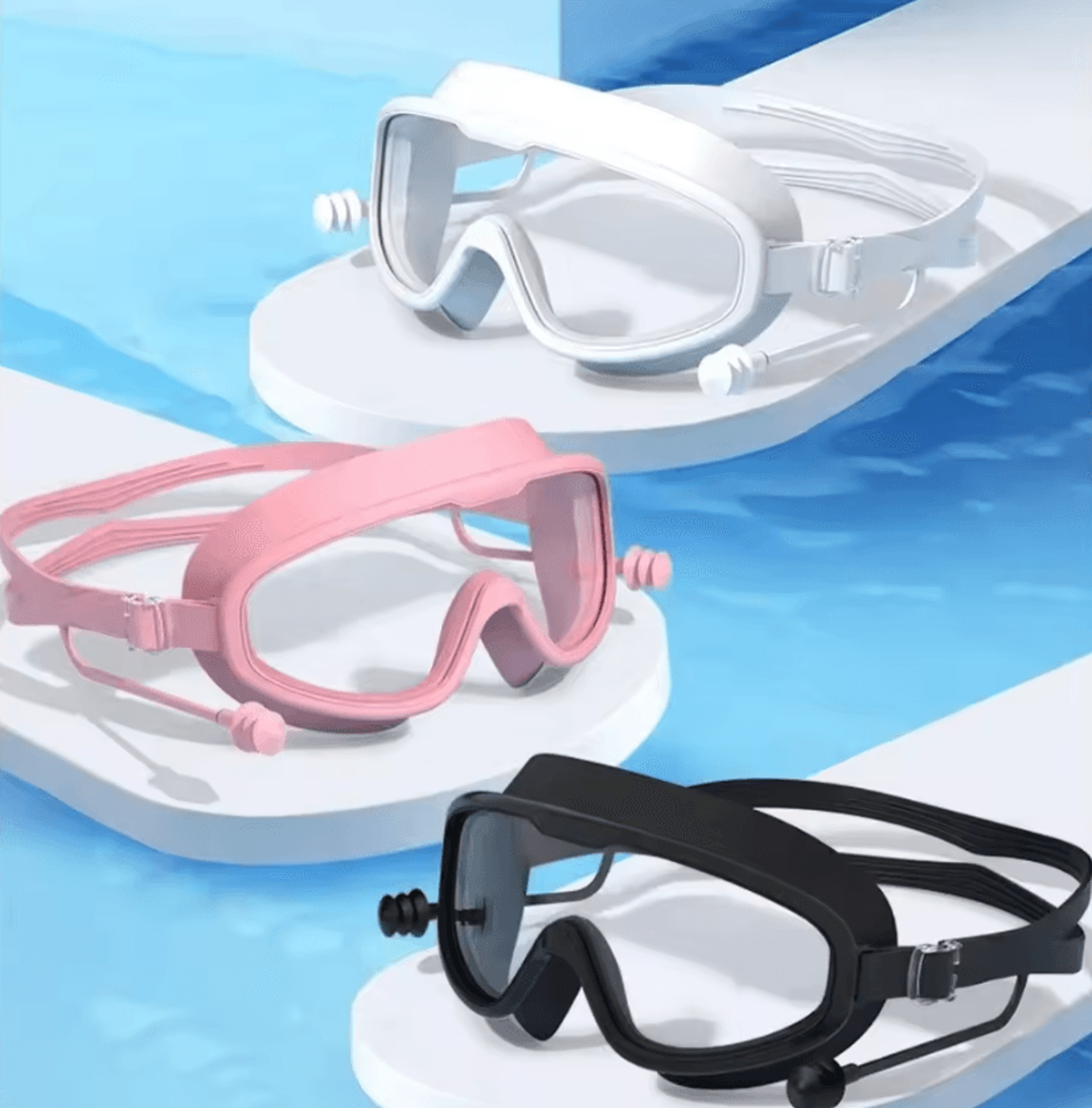 aquavision hd anti-fog swimming goggles with earplugs